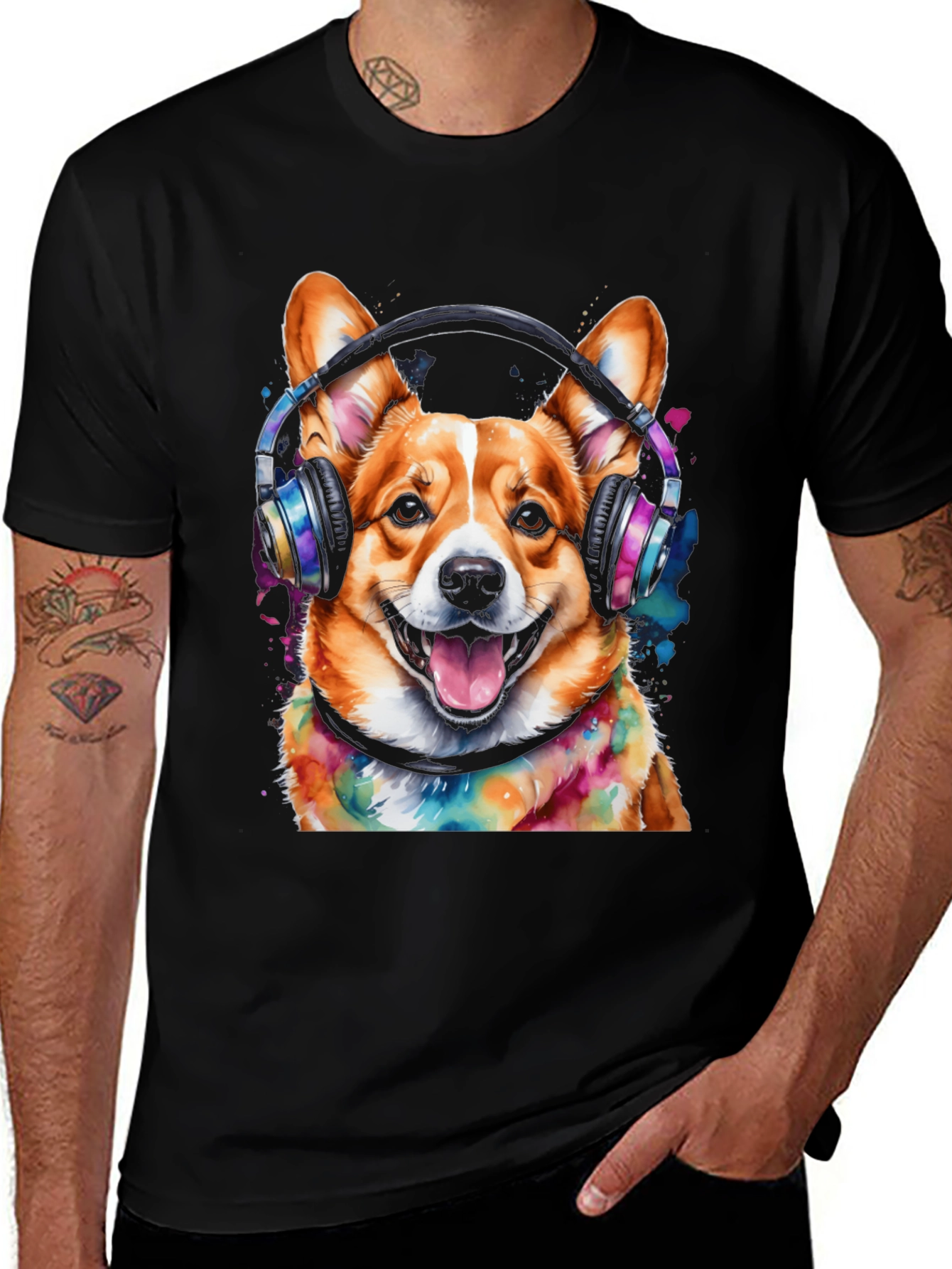 Variant 28 of Corgi Headphones Graphic Tee