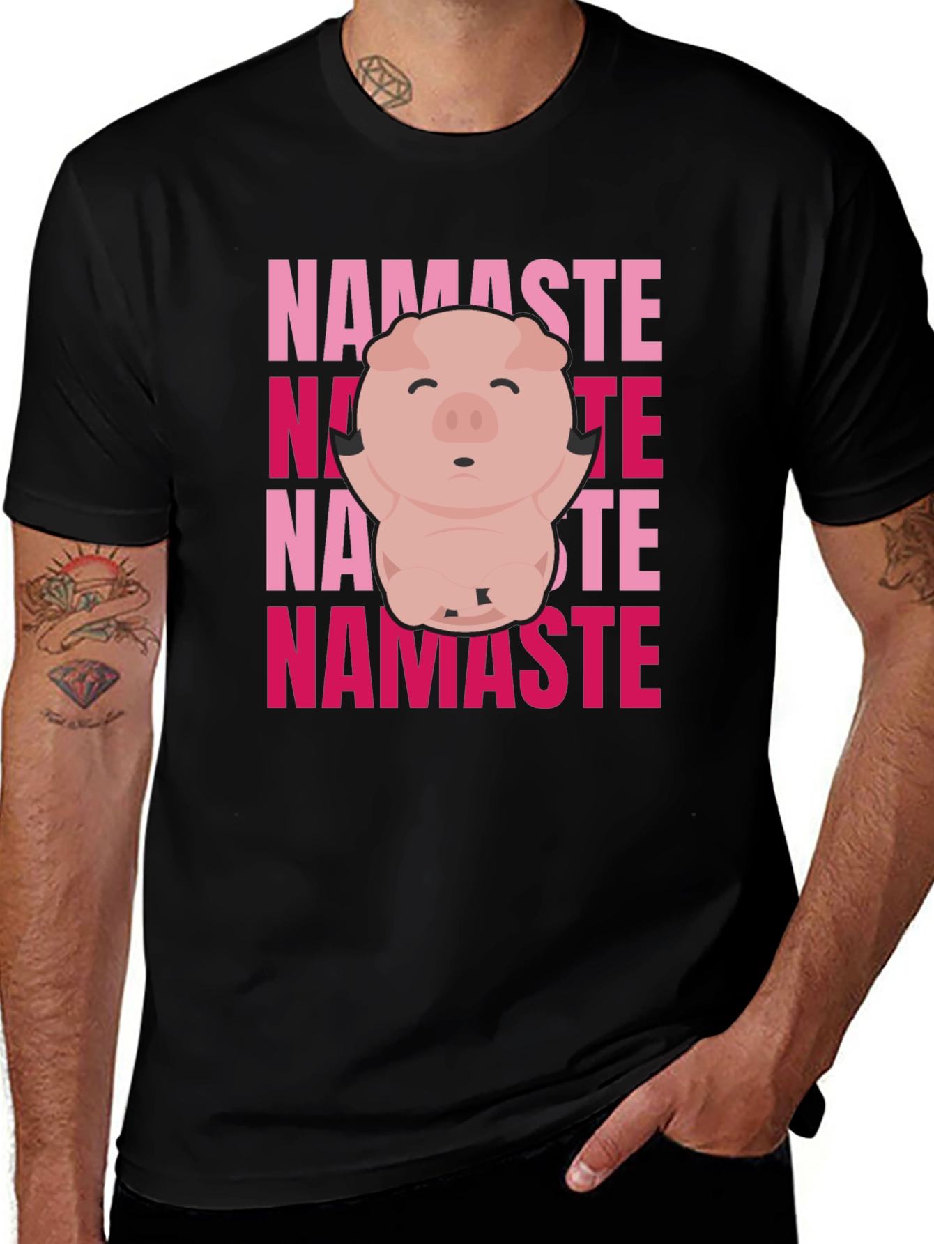 Variant 7 of Namaste Pig Graphic Tee - Yoga Animal Shirt