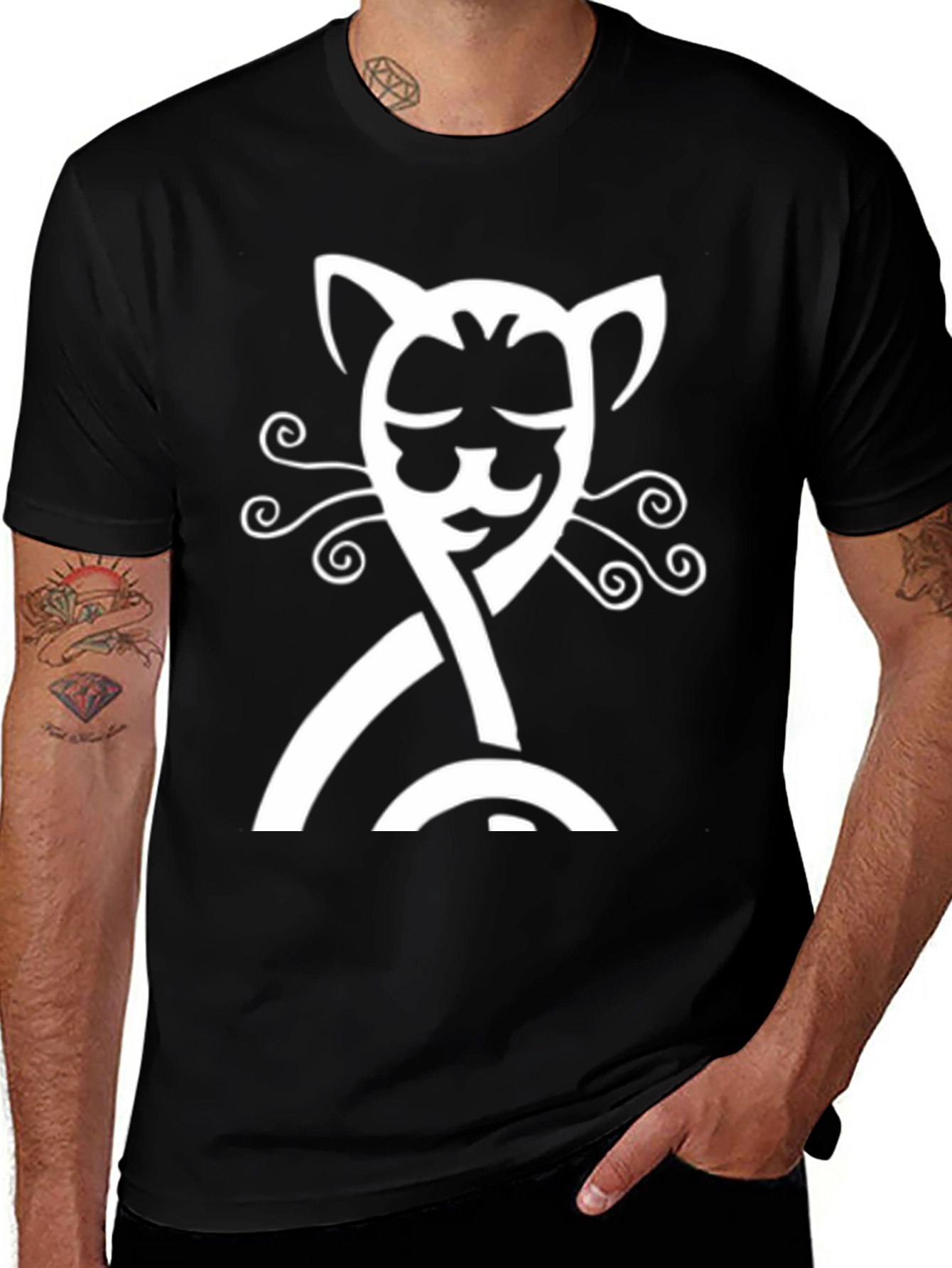 Variant 17 of Cool Cat Graphic Tee - Soft Black Cotton Shirt