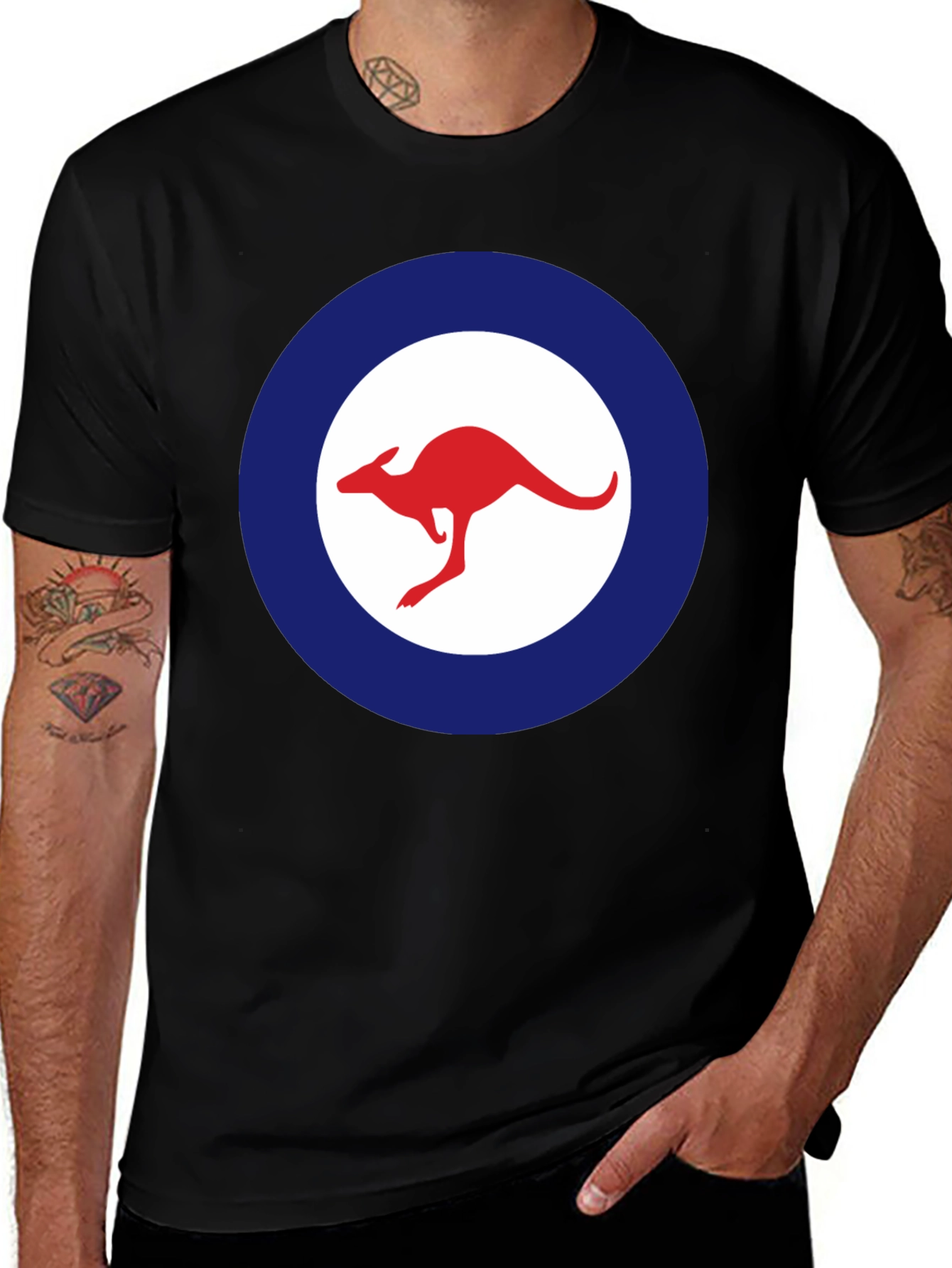 Variant 25 of Kangaroo Logo T-Shirt - Red and Blue Design