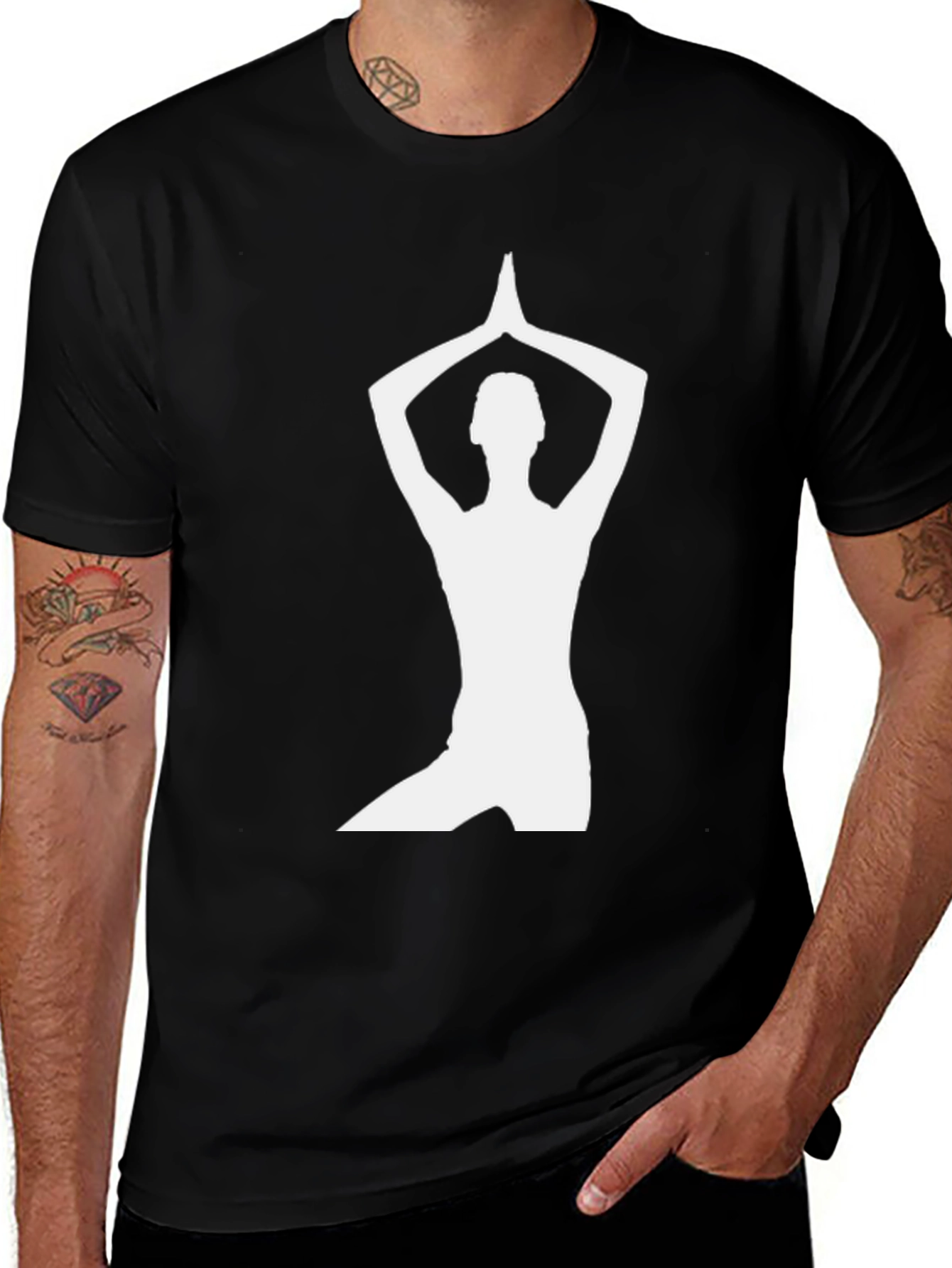 Variant 26 of Yoga Pose Graphic Tee - Black Cotton Shirt