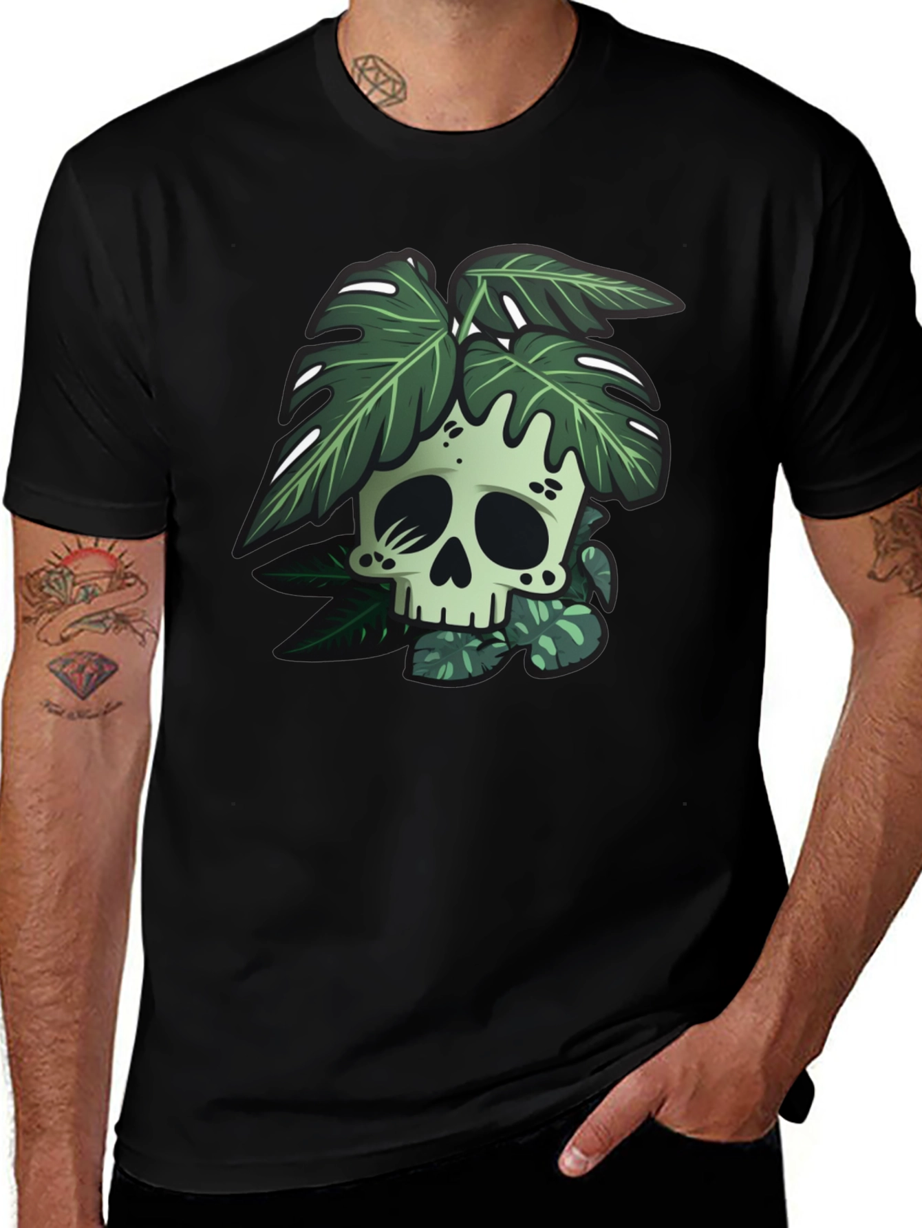 Variant 6 of Skull & Plant Graphic Tee - Unique Design, Comfortable Fit