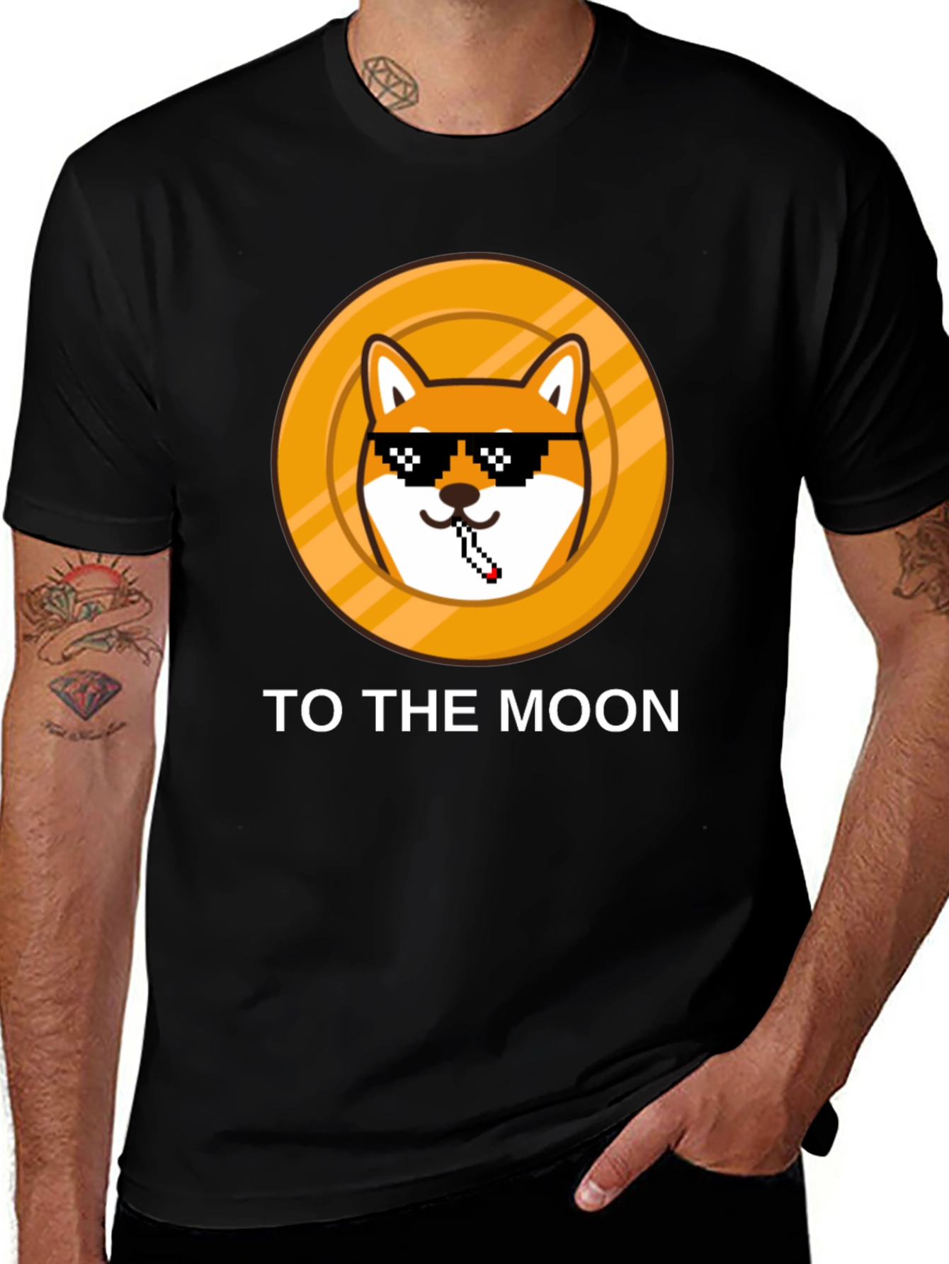 DogeCoin To The Moon Black T-Shirt