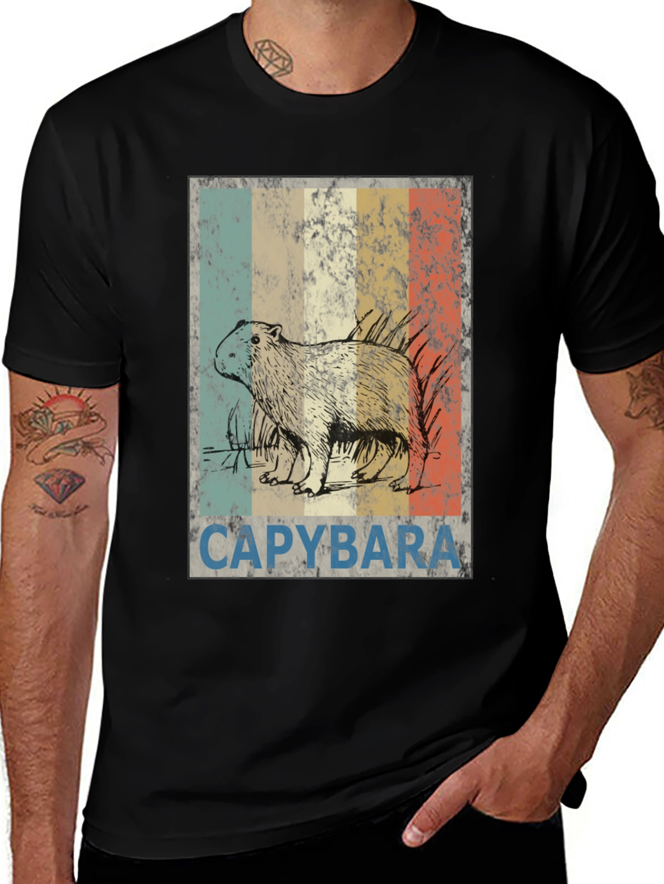 Variant 9 of Capybara Graphic Tee - Retro Style Cotton T-Shirt