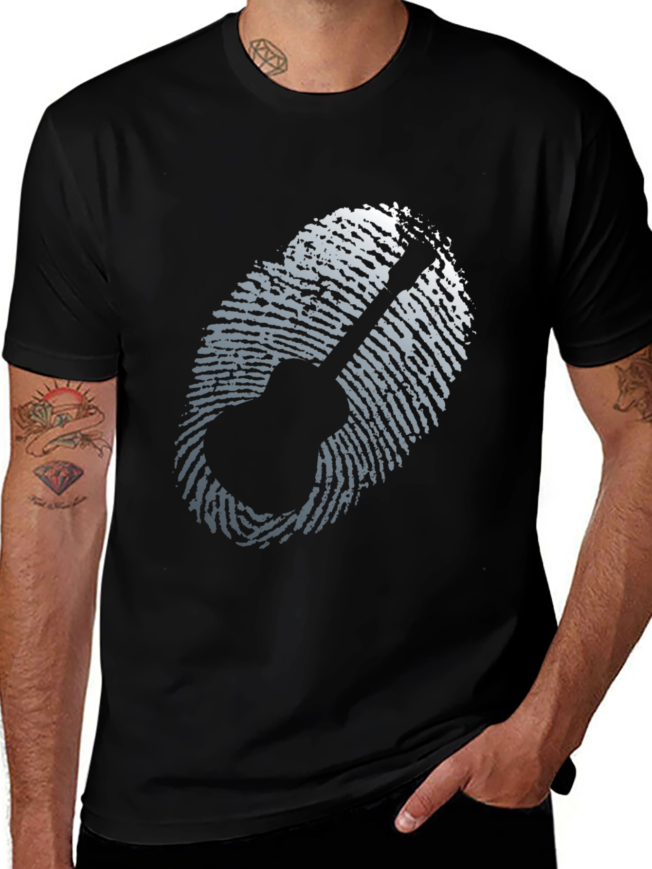 Variant 25 of Guitar Fingerprint Graphic Tee - Music Lover's Shirt
