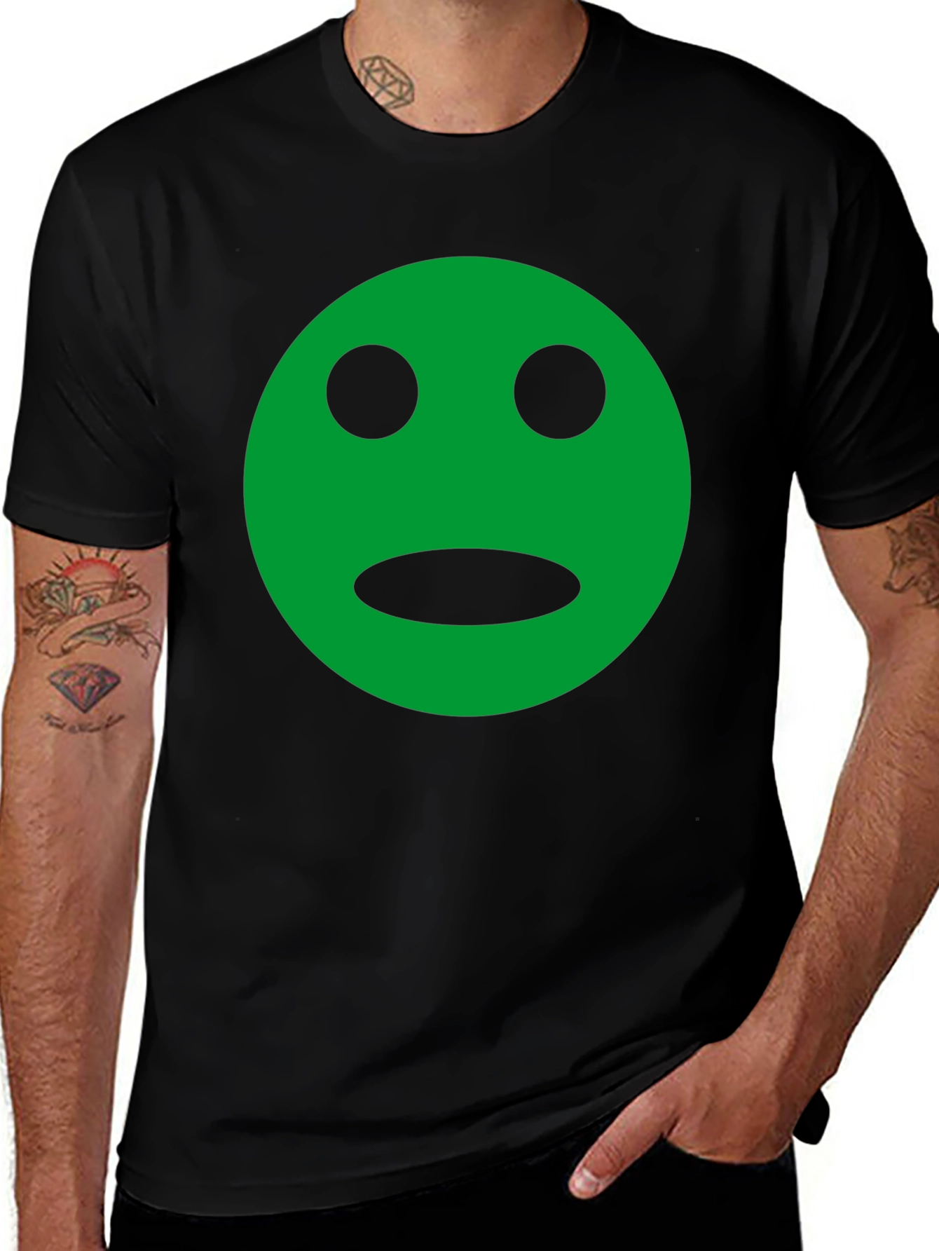 Variant 14 of Green Smiley Face Graphic T-Shirt - Classic Style