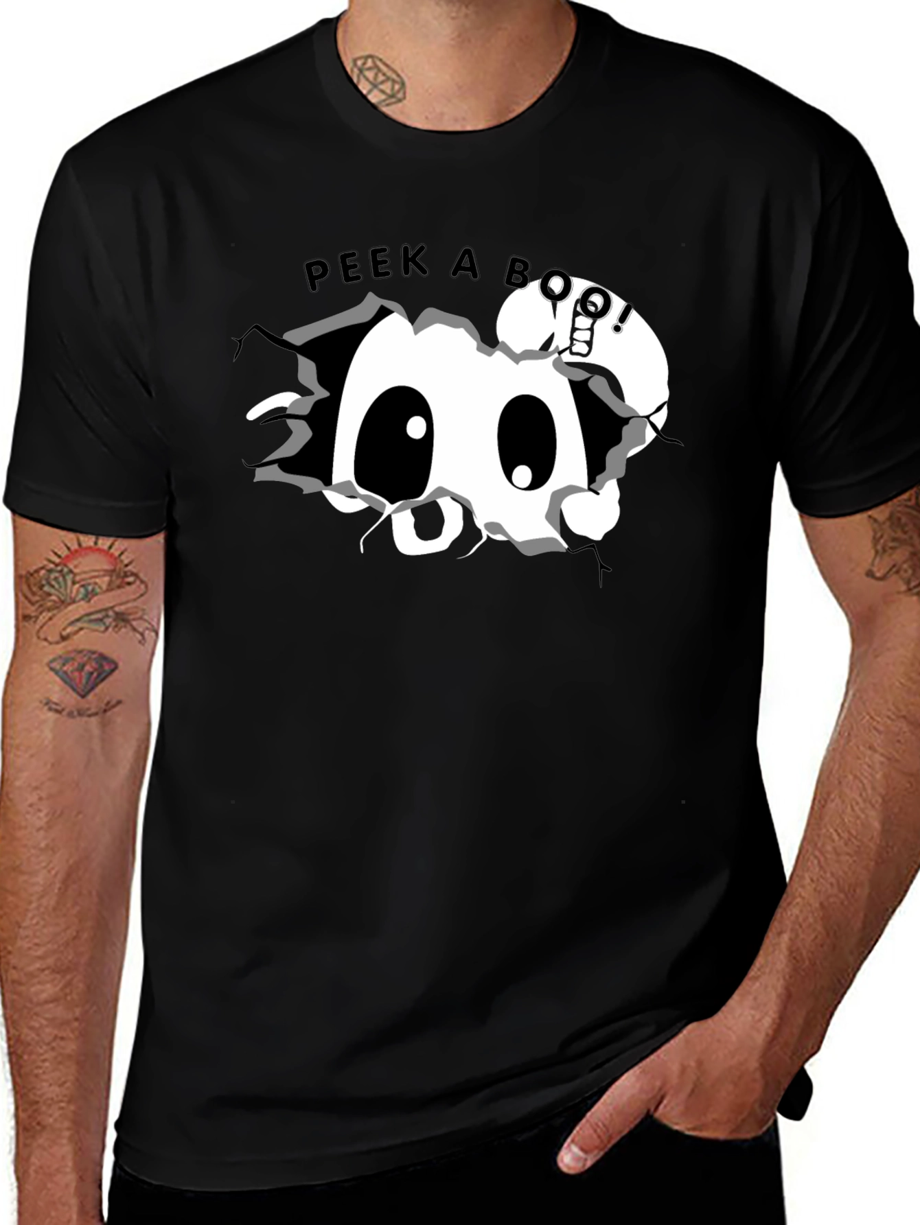 Black Peek-a-Boo Black Graphic Tee main image