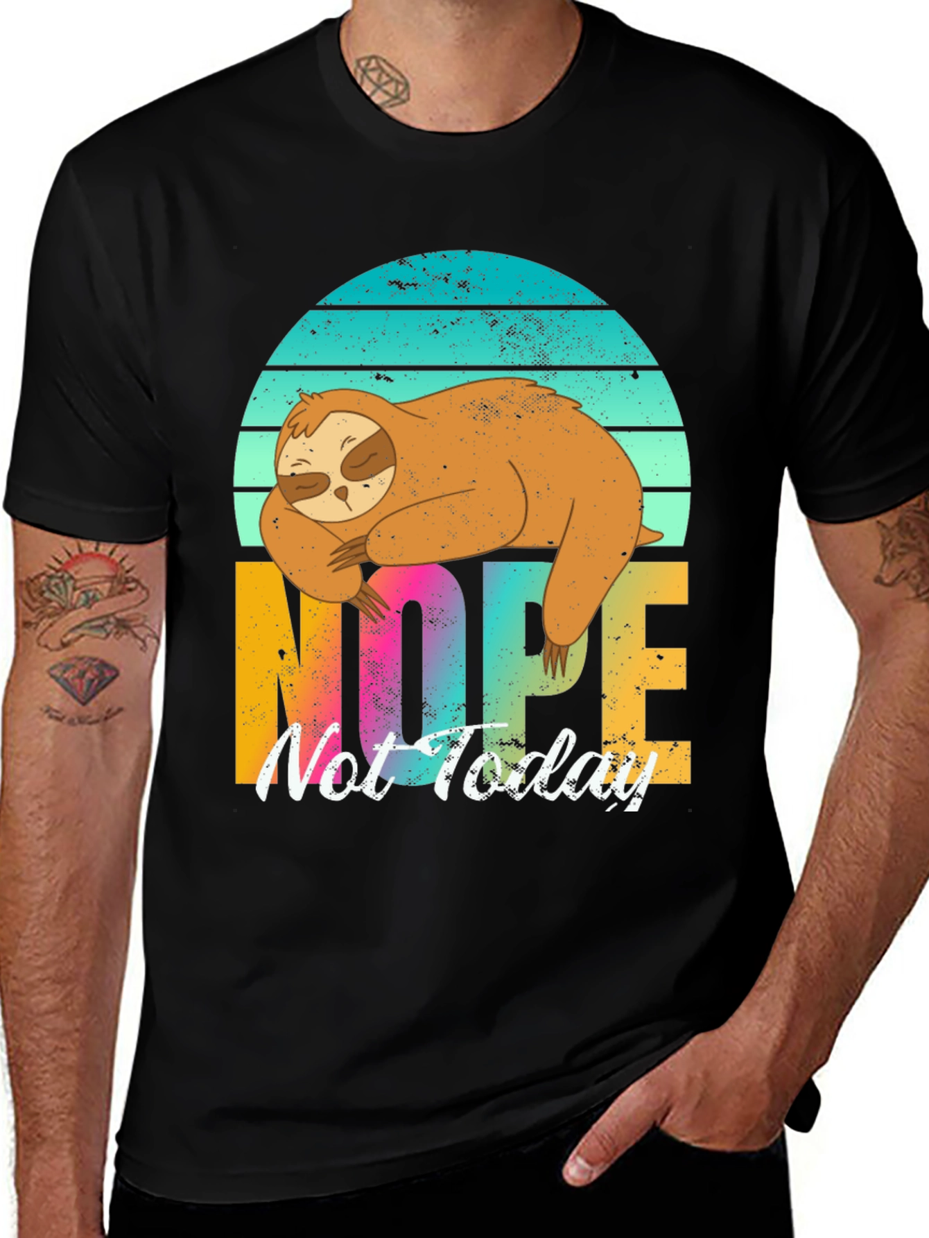 Variant 12 of Nope Sloth Graphic Tee - Men's Comfort Fit