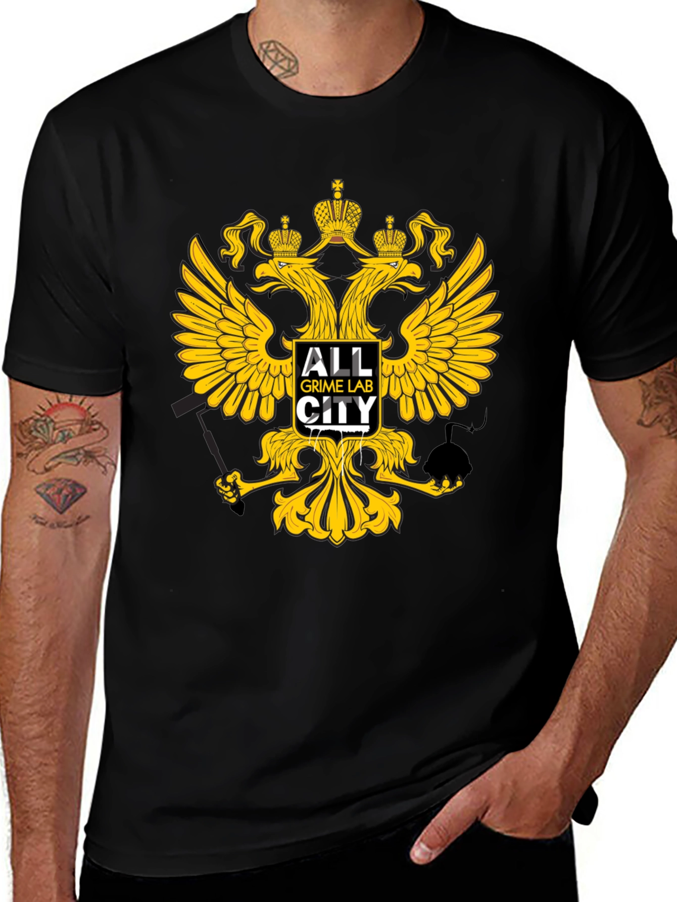 Variant 10 of Black T-Shirt with Eagle Crown Graphic