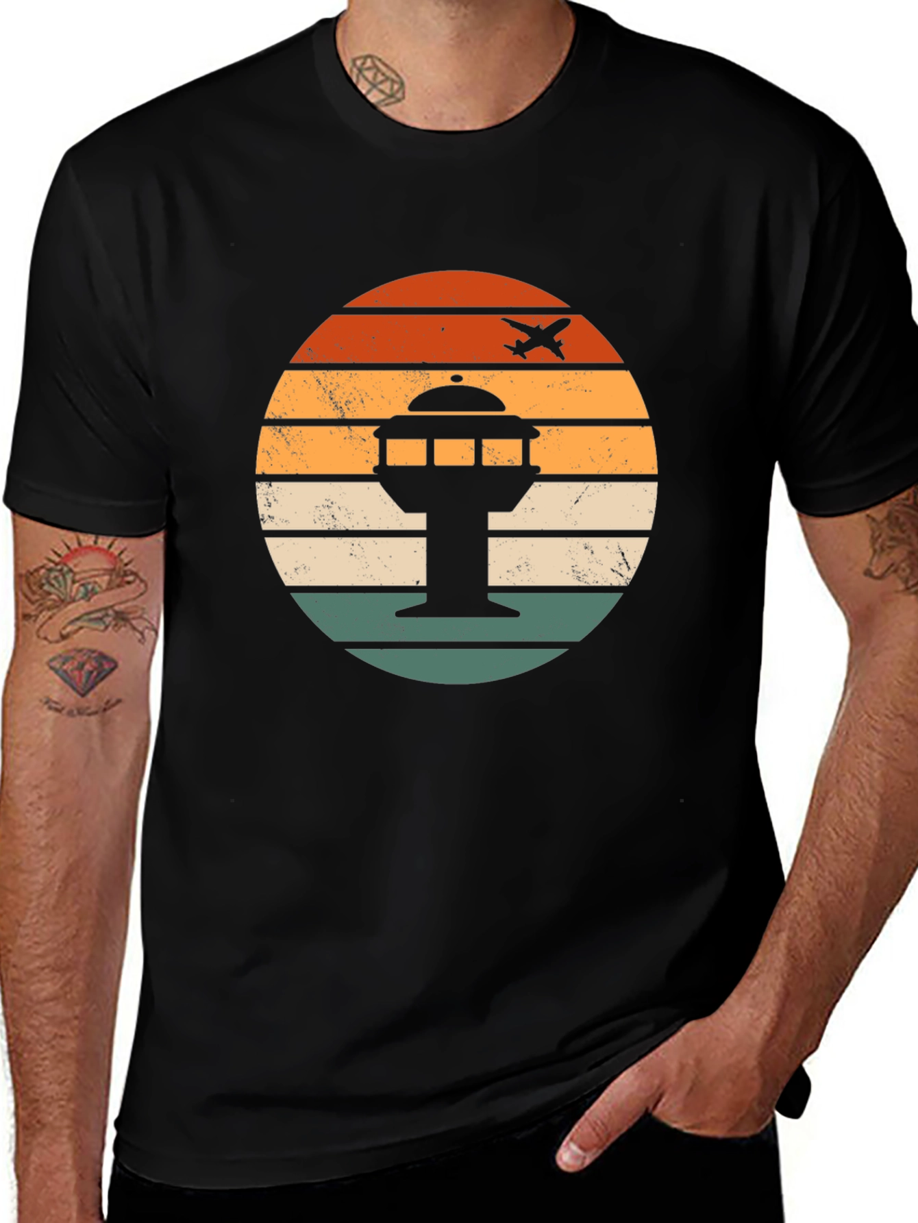 Variant 17 of Airport Tower Retro Graphic T-Shirt