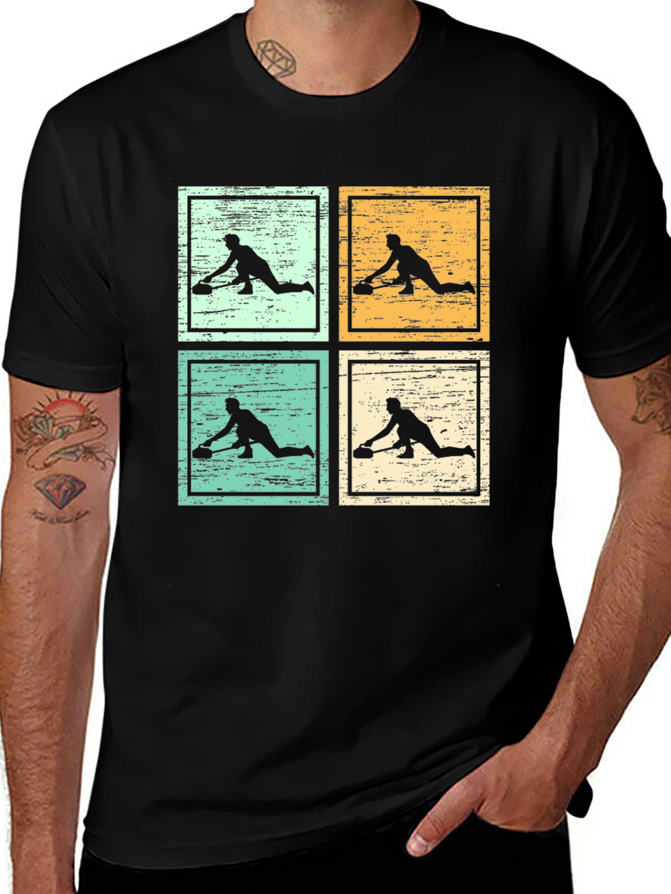 Variant 8 of Retro Curling Silhouette Graphic Tee