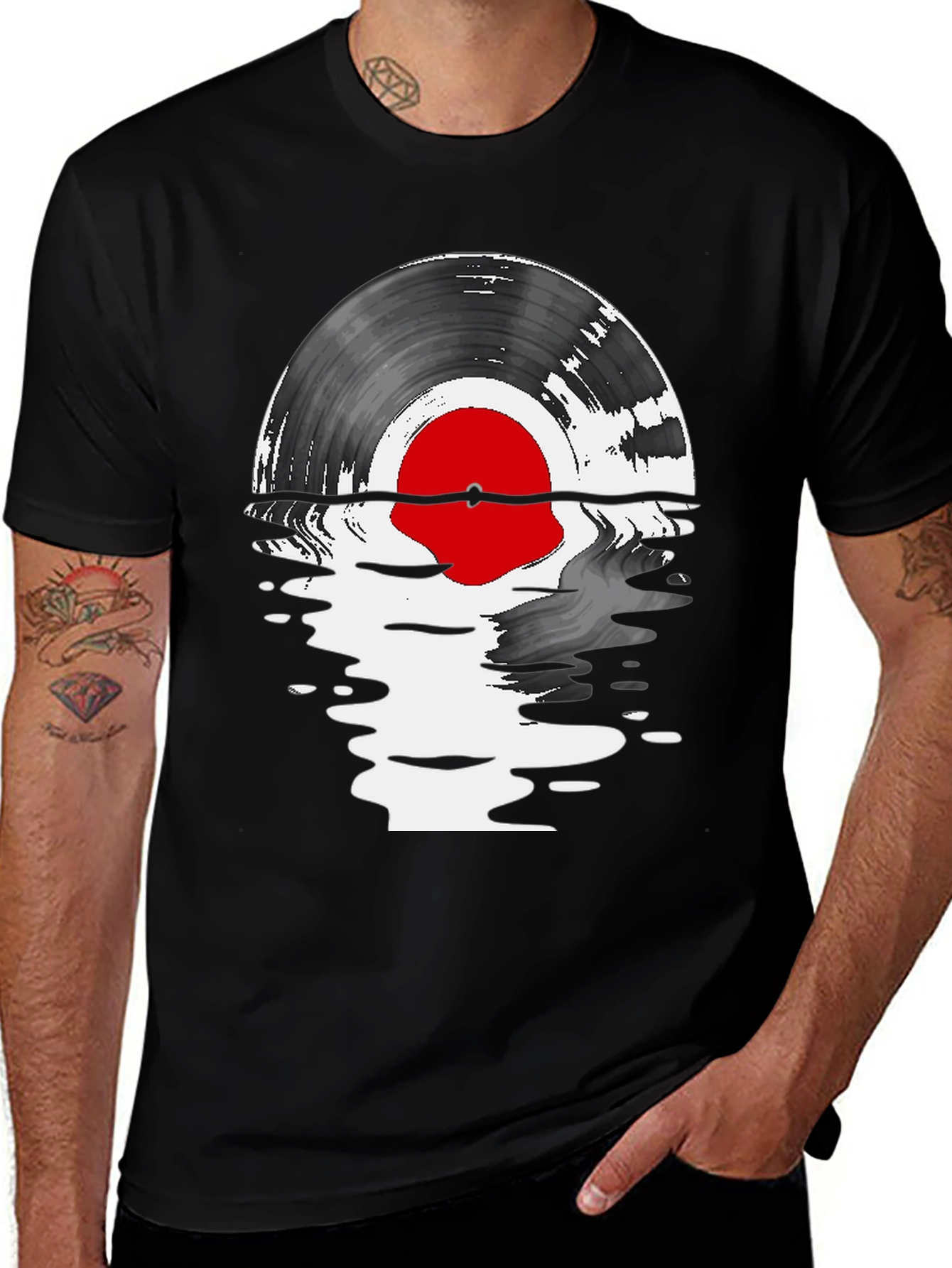 Variant 13 of Retro Vinyl Record Wave Graphic Tee - Classic Black