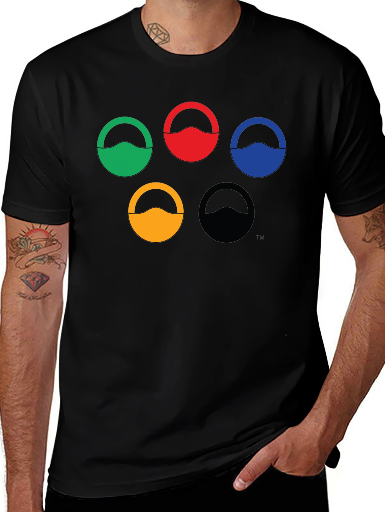 Variant 30 of Olympic Rings Inspired Graphic T-Shirt - Black