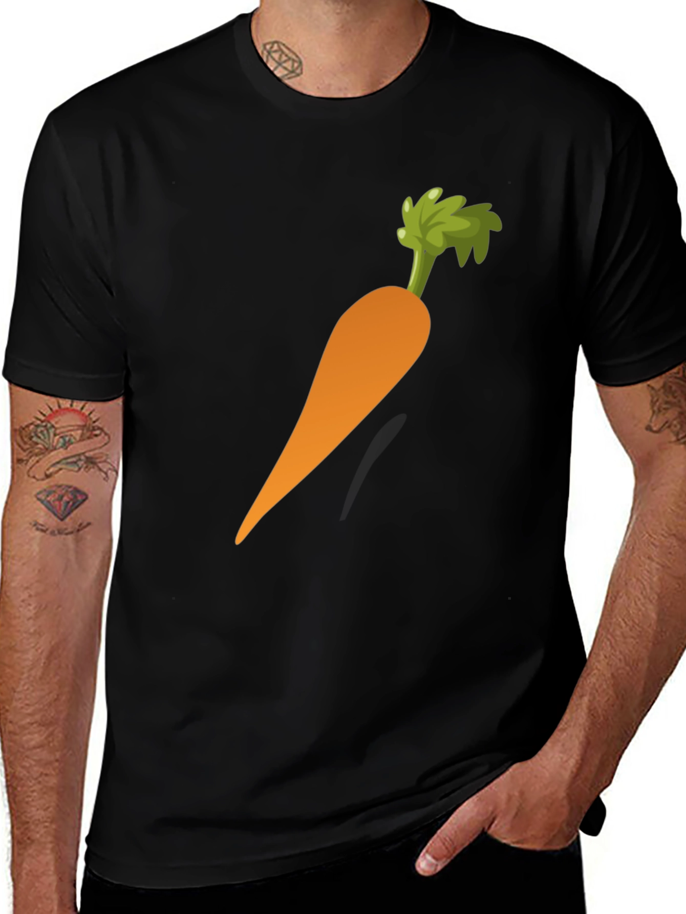 Variant 10 of Carrot Graphic Tee - Black Cotton Casual Shirt