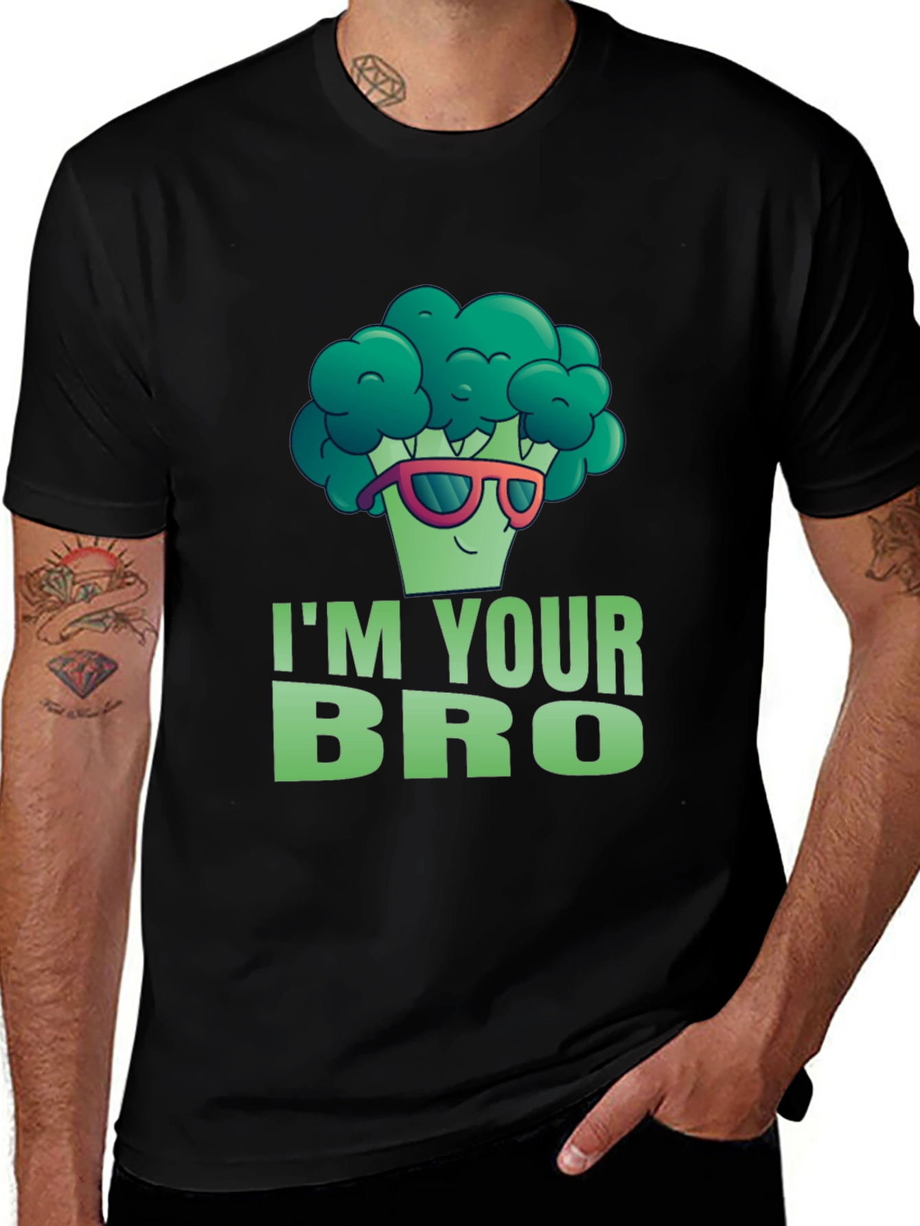 Variant 2 of Broccoli Bro T-Shirt - Funny Vegetarian Tee