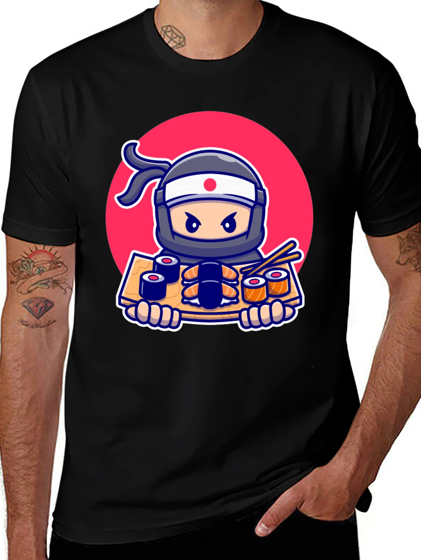 Sushi Ninja Graphic Tee - Cool Cartoon T-Shirt