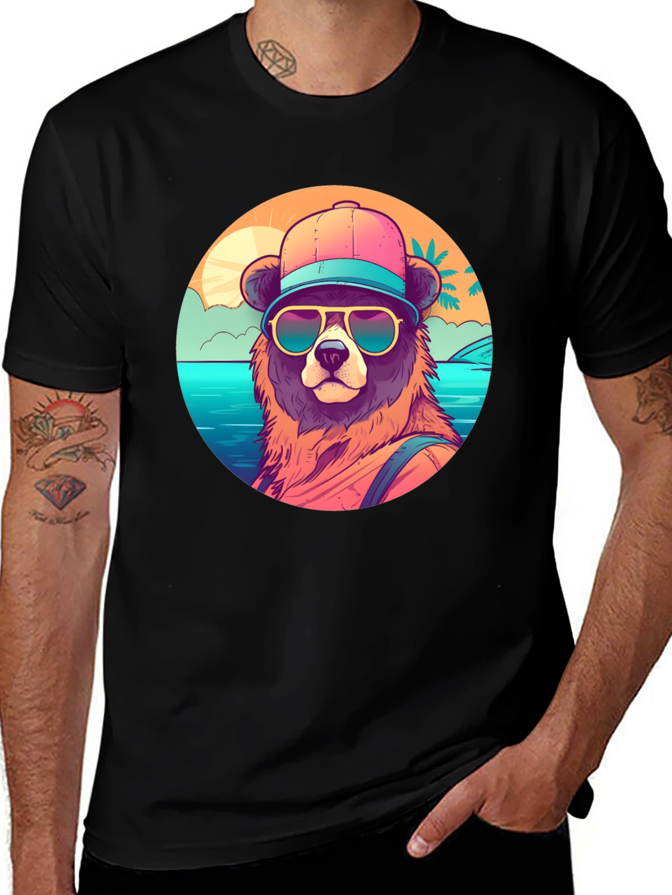Variant 5 of Cool Bear Graphic T-Shirt - Beach Vibes