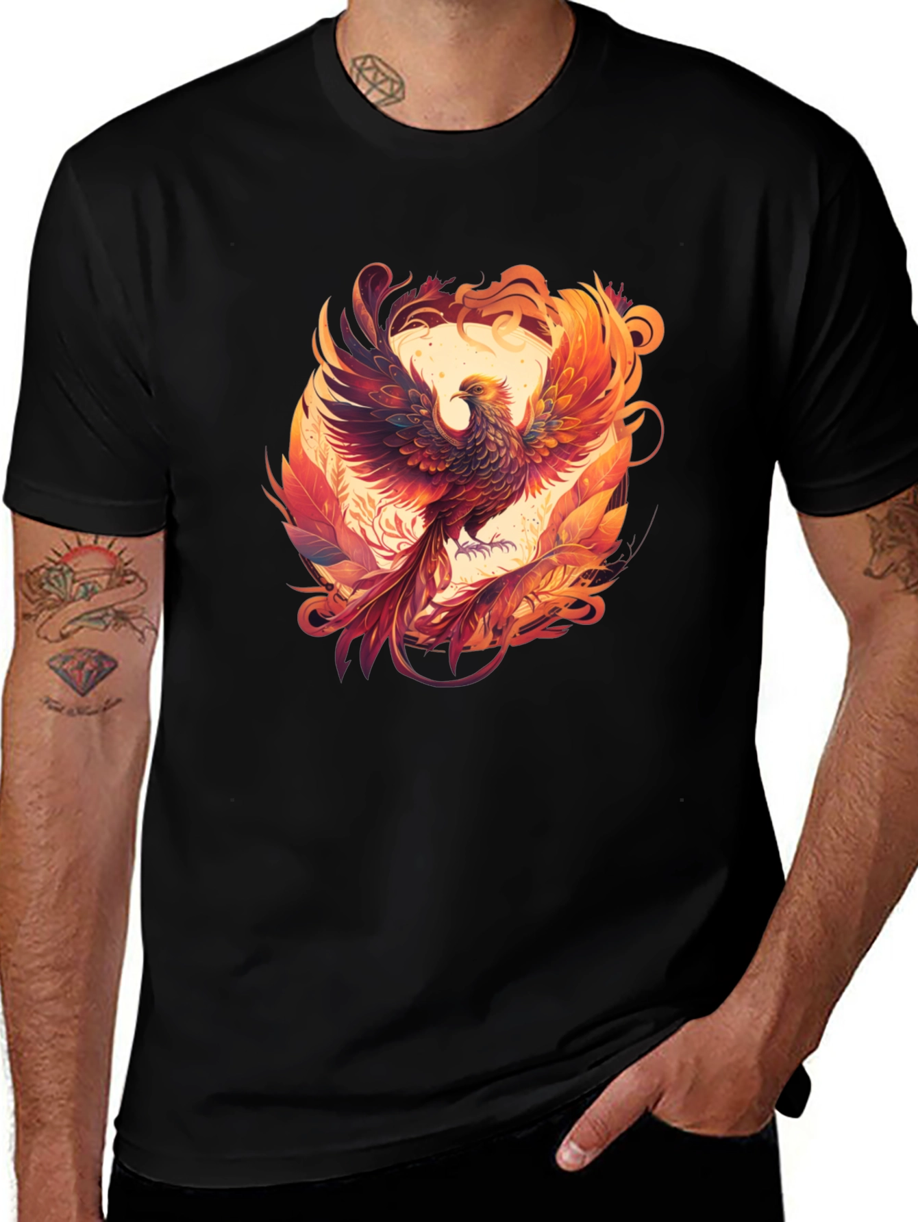 Variant 5 of Phoenix Graphic Tee - Black Cotton Blend