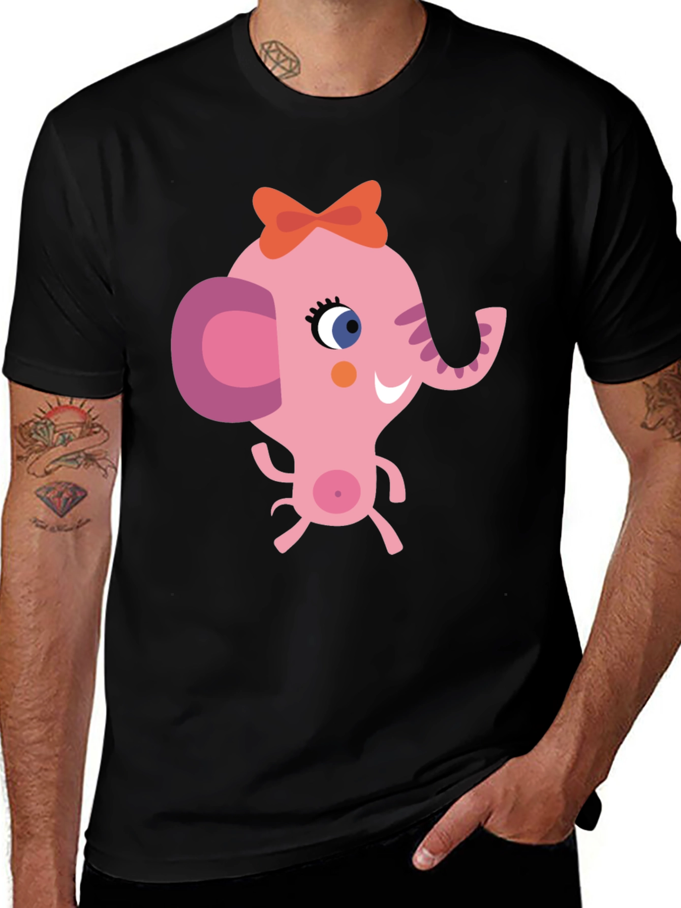 Variant 6 of Cute Cartoon Elephant Graphic T-Shirt
