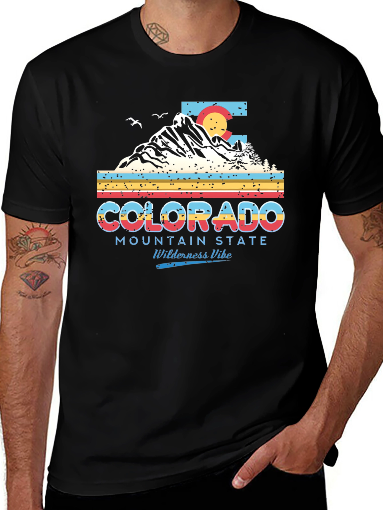 Colorado Mountain State Retro Style T-Shirt