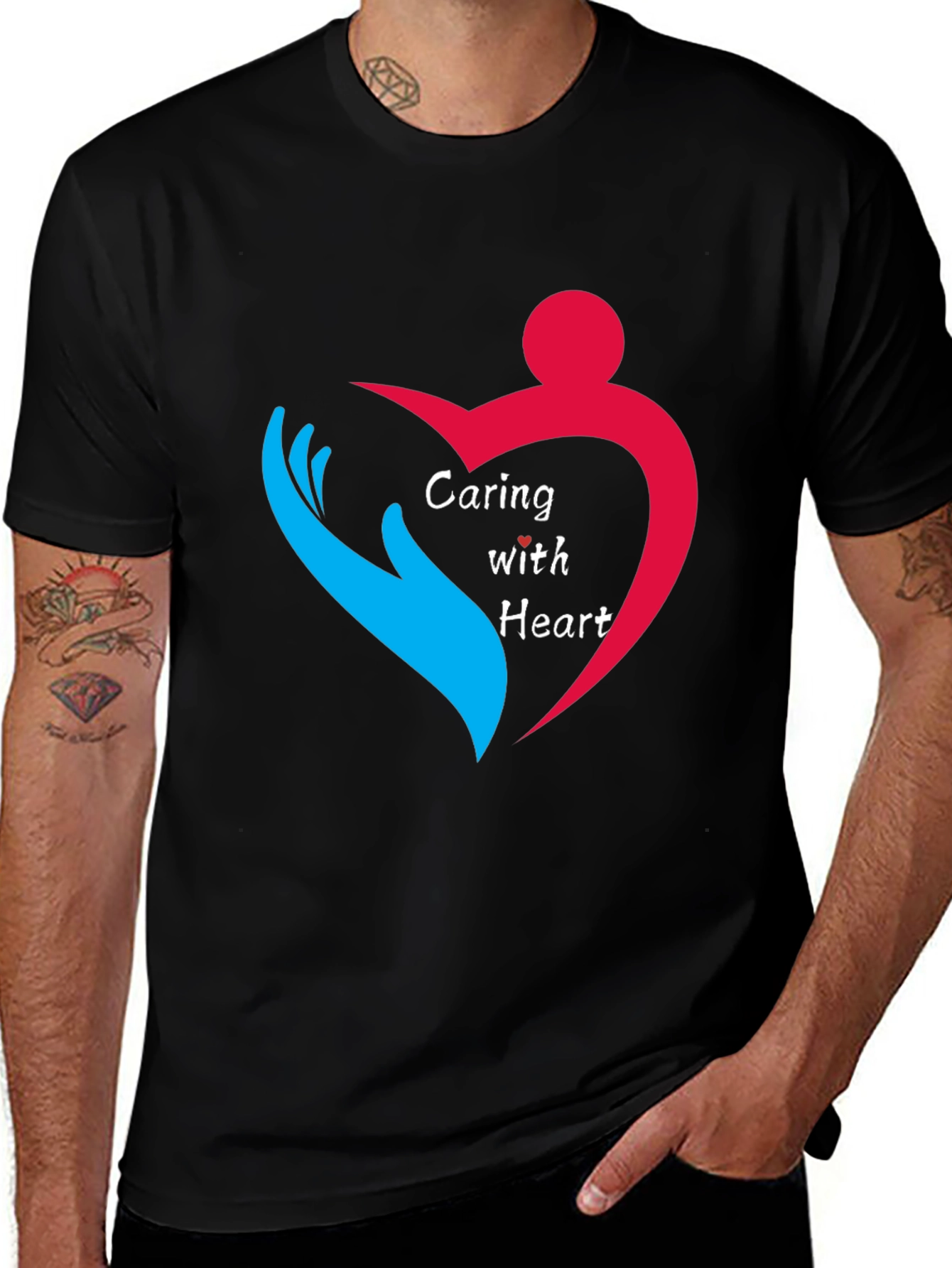 Variant 18 of Caring with Heart Graphic Tee - Stylish & Comfortable