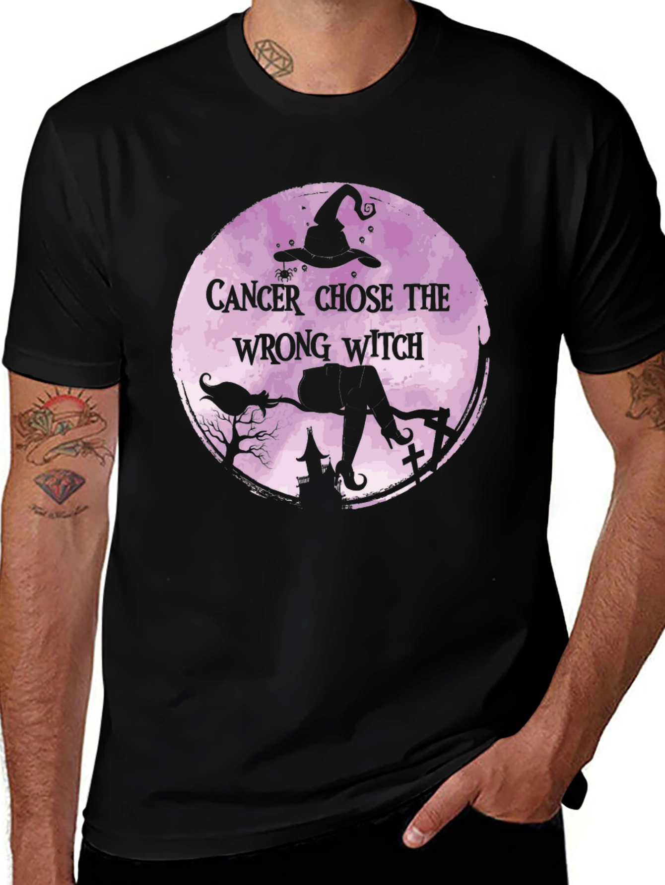 Variant 14 of Cancer Chose The Wrong Witch Graphic T-Shirt