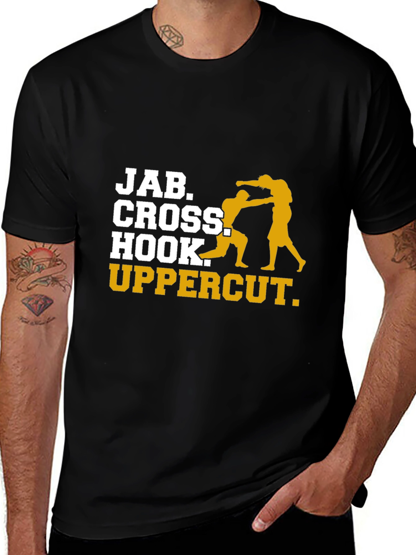 Variant 5 of Boxing Moves Graphic T-Shirt - Jab, Cross, Hook, Uppercut