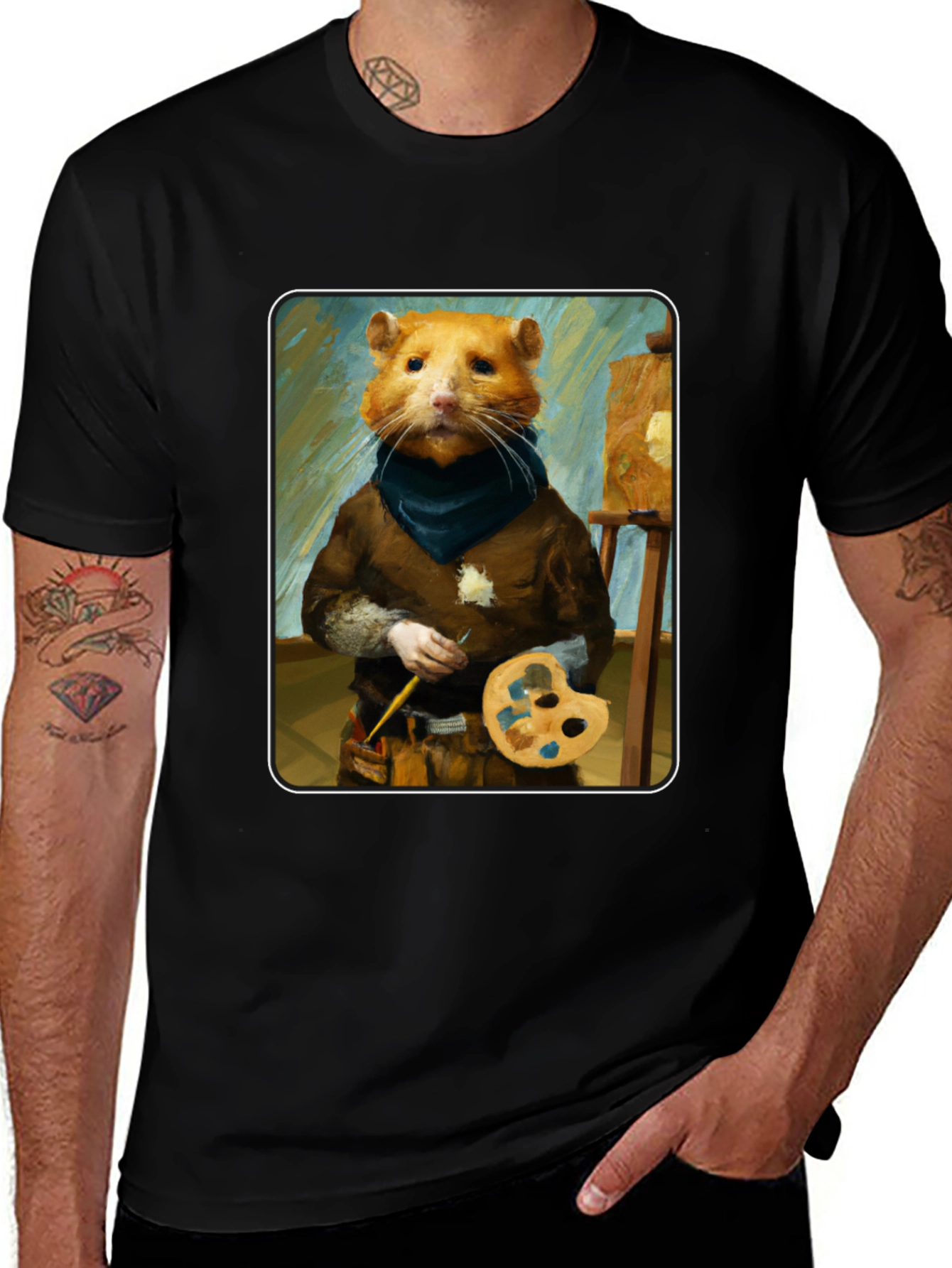 Variant 7 of Hamster Painter T-Shirt - Artistic Novelty Tee
