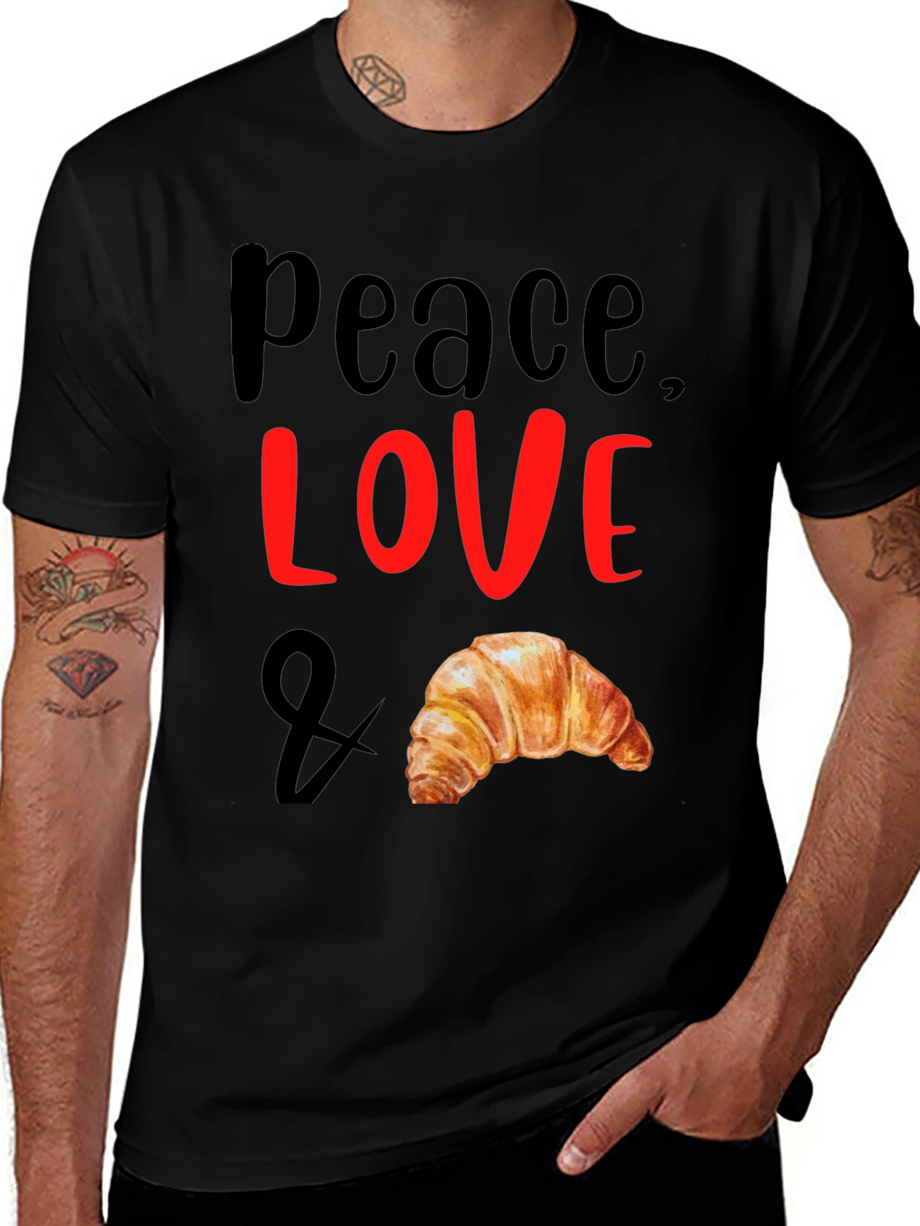 Variant 28 of Peace, Love & Croissant T-Shirt - Unisex