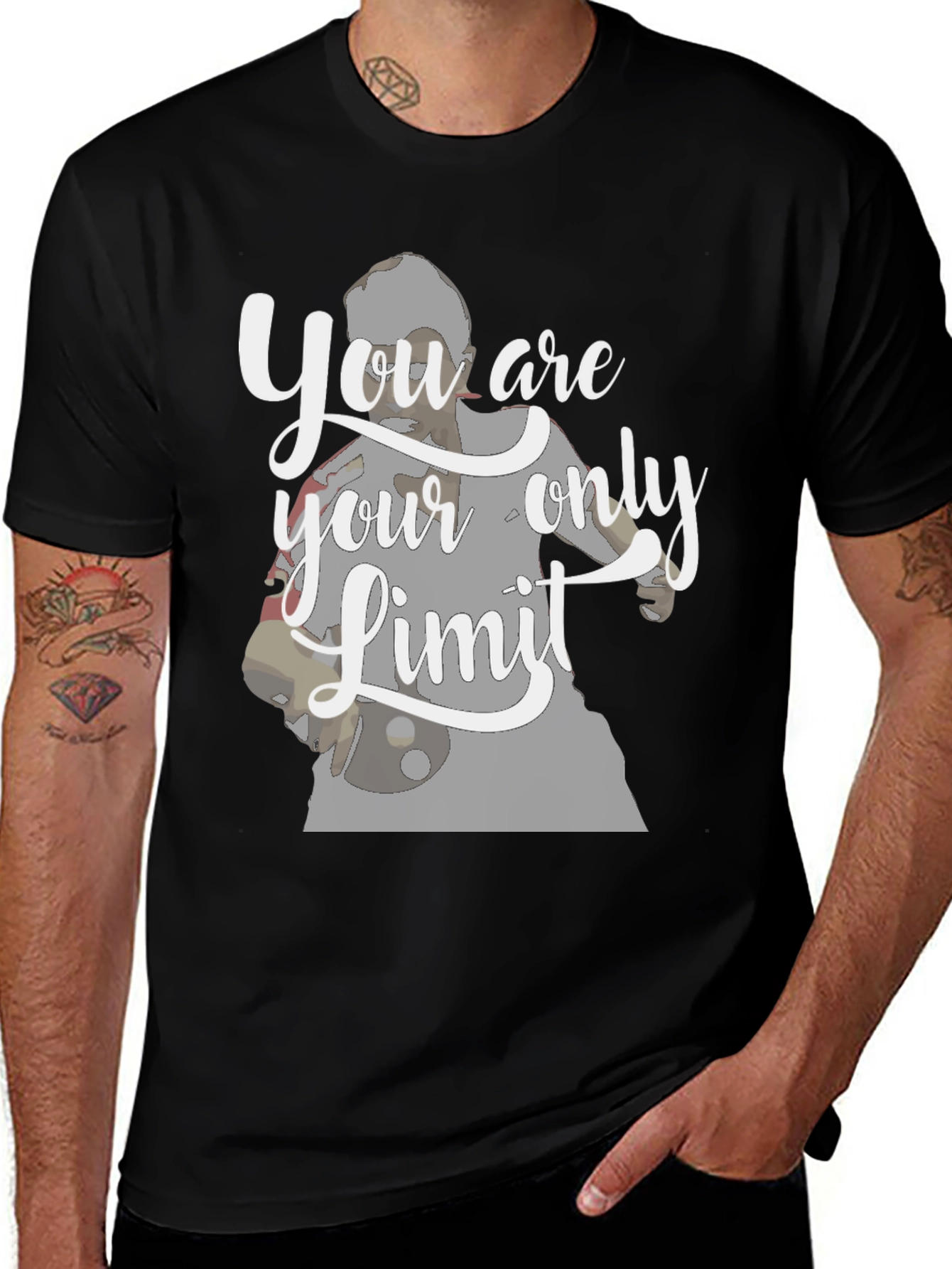 Variant 17 of Motivational 'Your Only Limit' Black T-Shirt