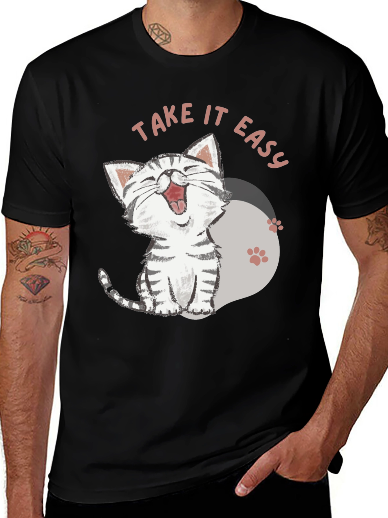 Variant 30 of Take It Easy Cat T-Shirt - Relaxed Comfort