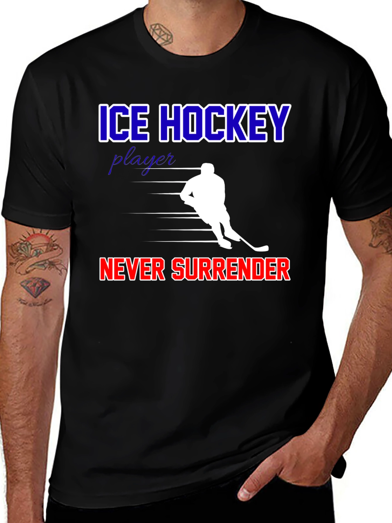 Variant 22 of Ice Hockey Never Surrender Graphic T-Shirt