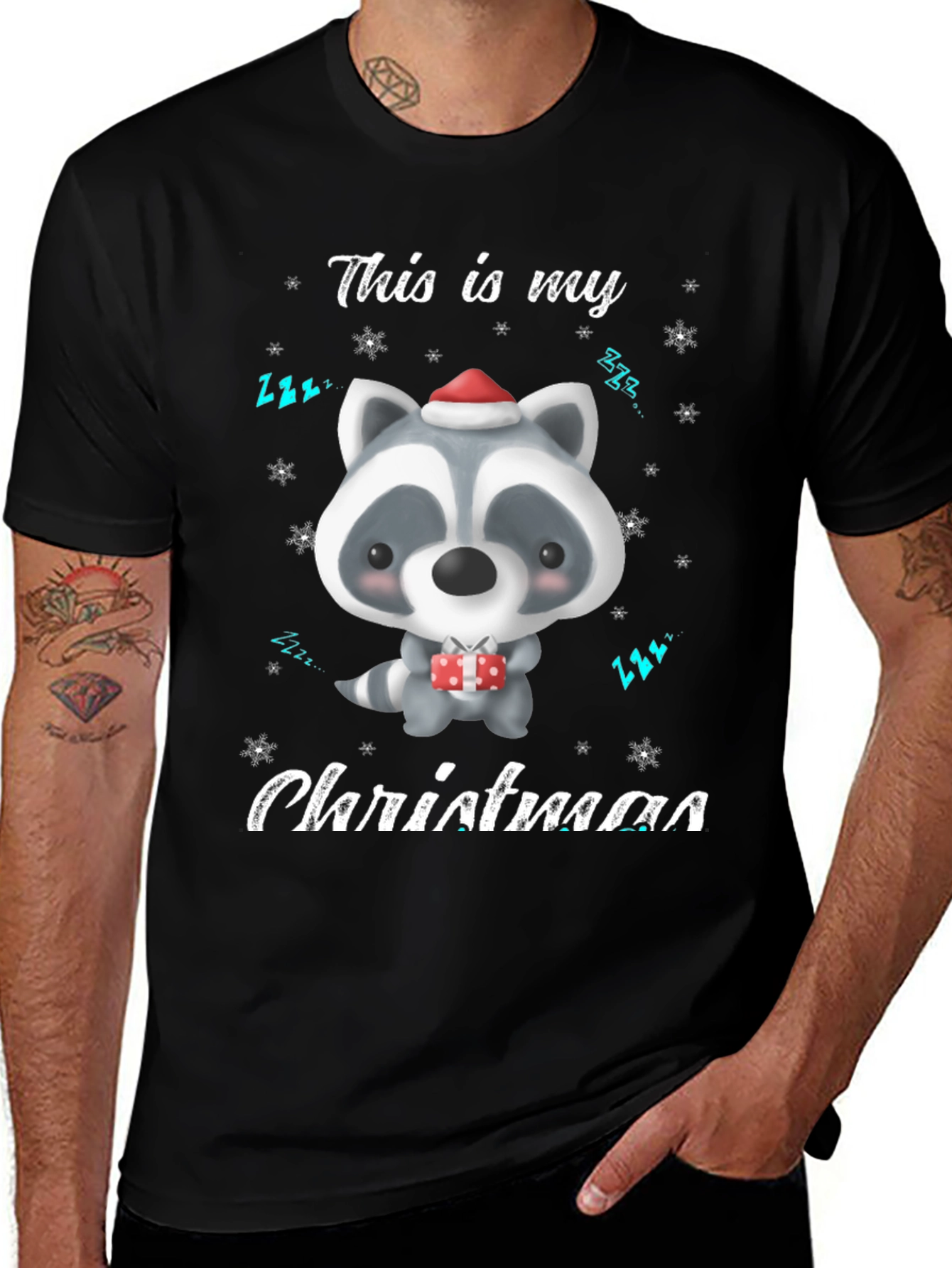 Festive Raccoon Christmas T-Shirt