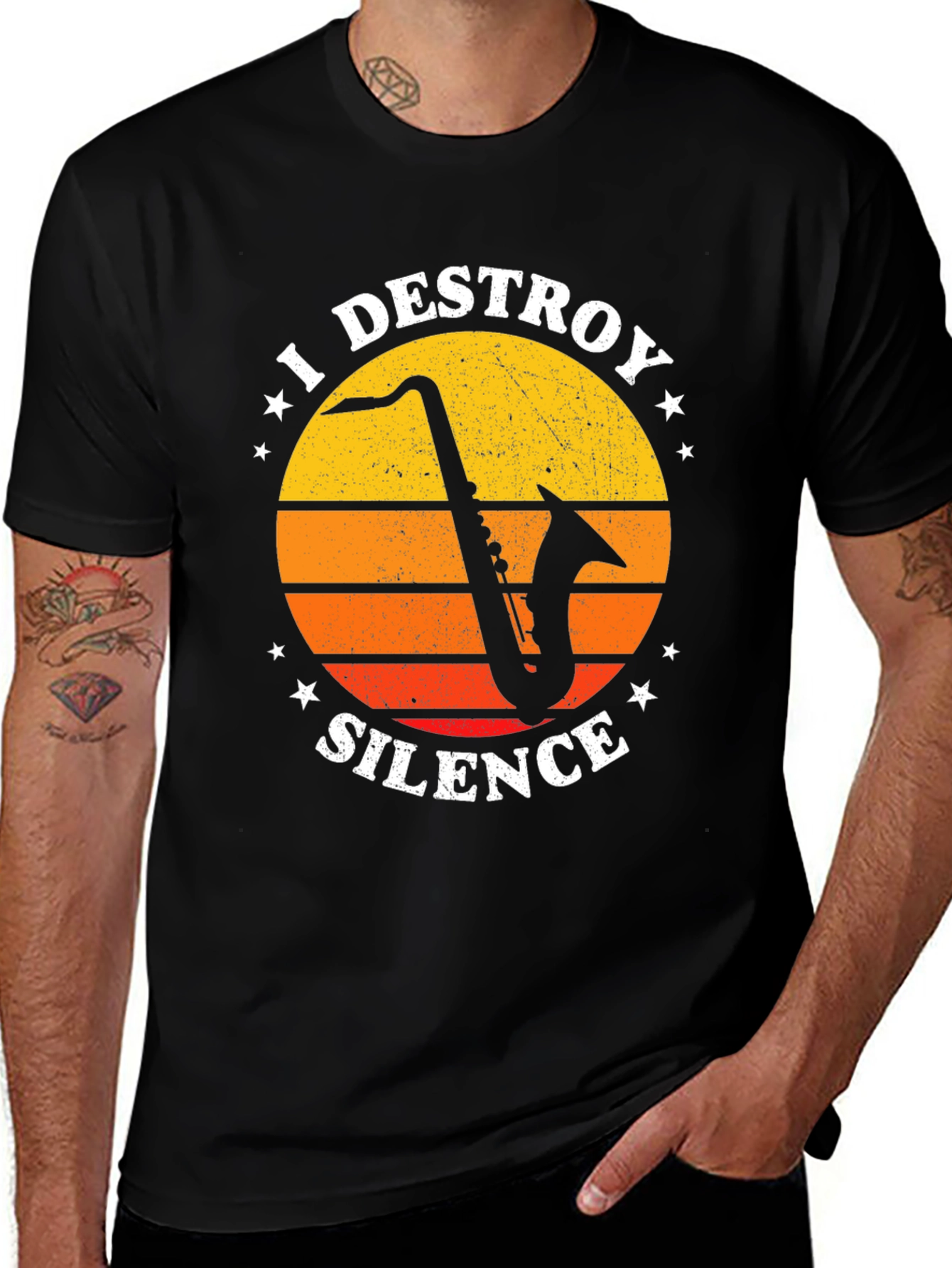 Variant 7 of I Destroy Silence Saxophone T-Shirt