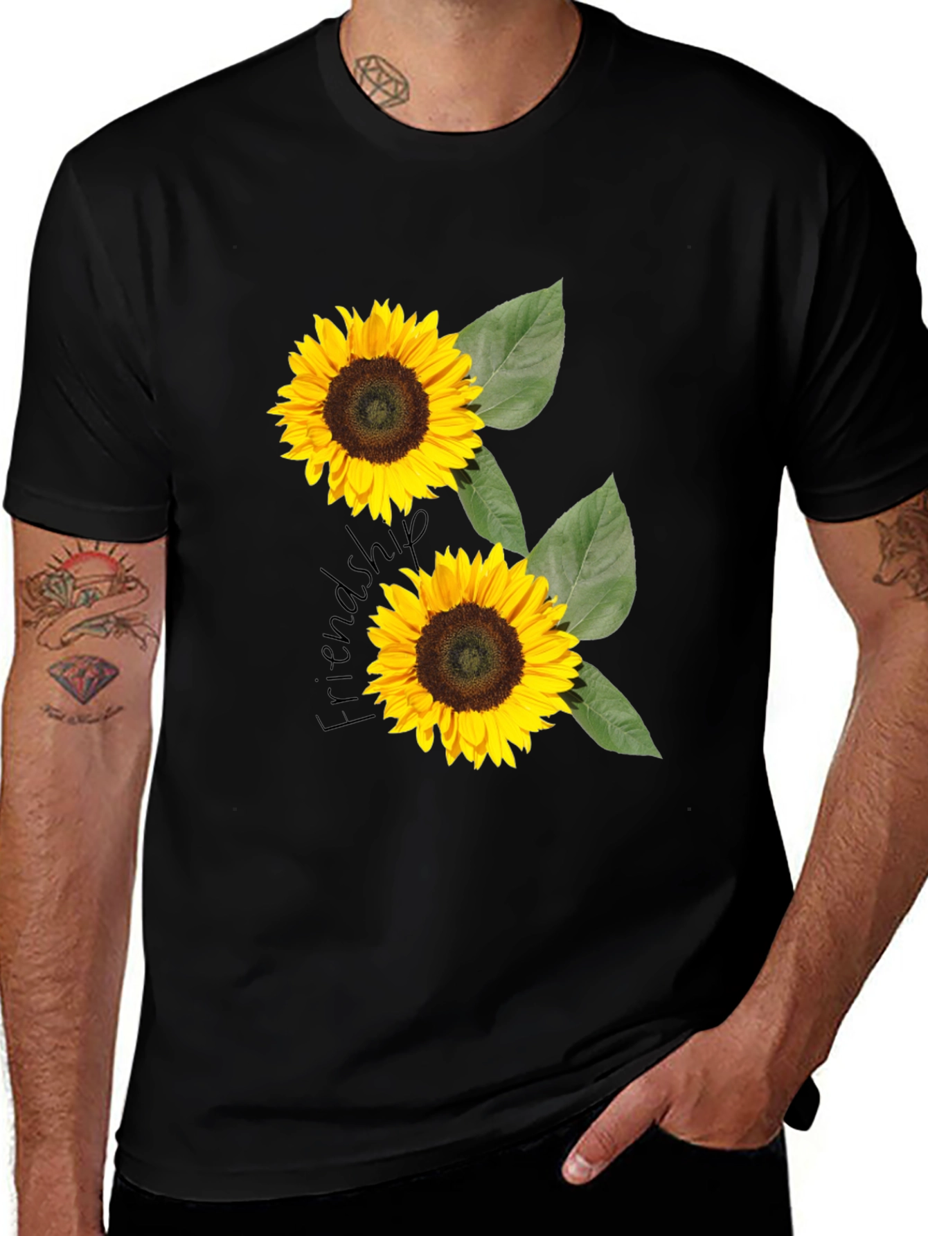 Variant 21 of Sunflower Friendship T-Shirt - Black