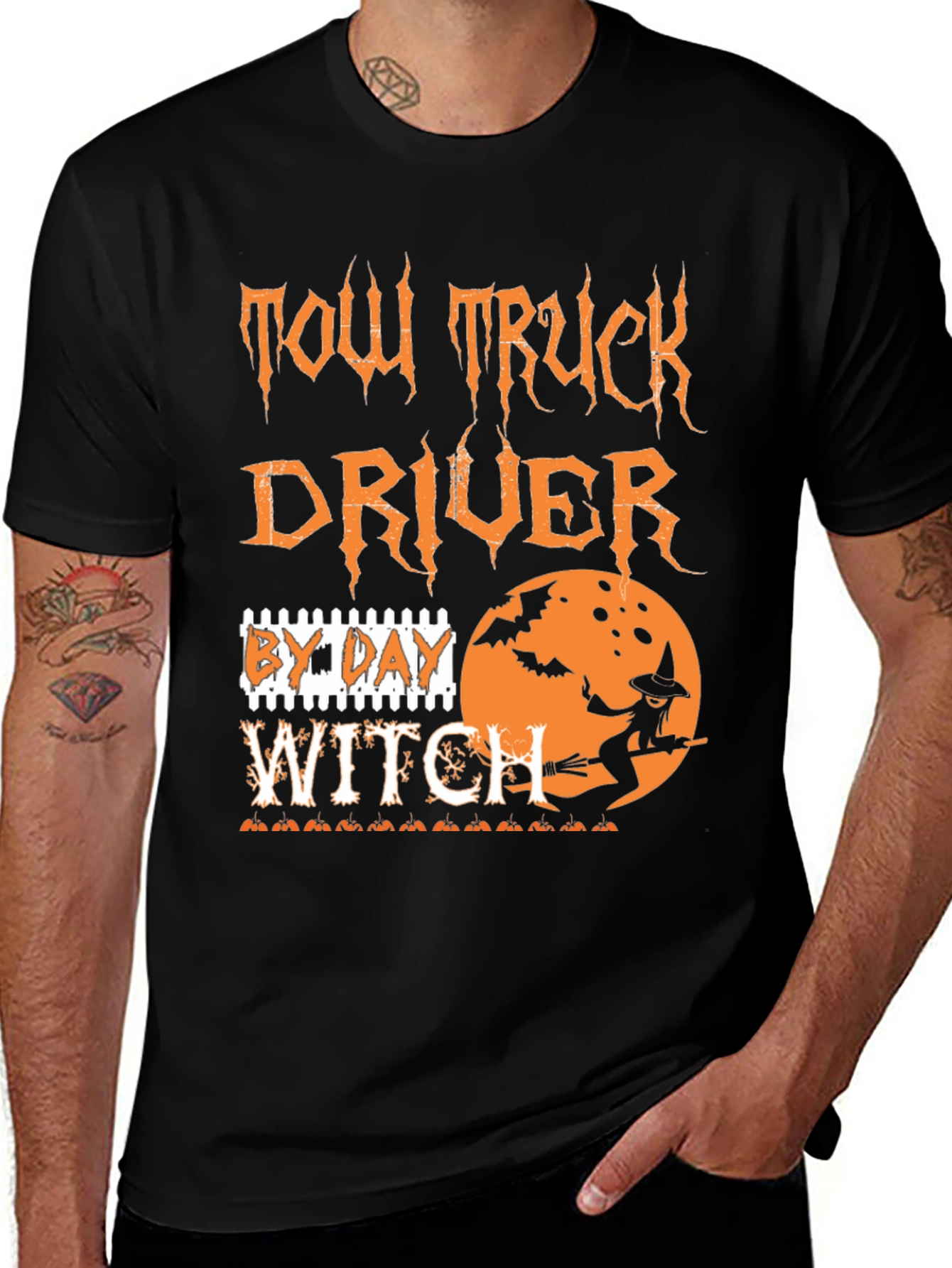 Tow Truck Driver Witch Halloween T-Shirt