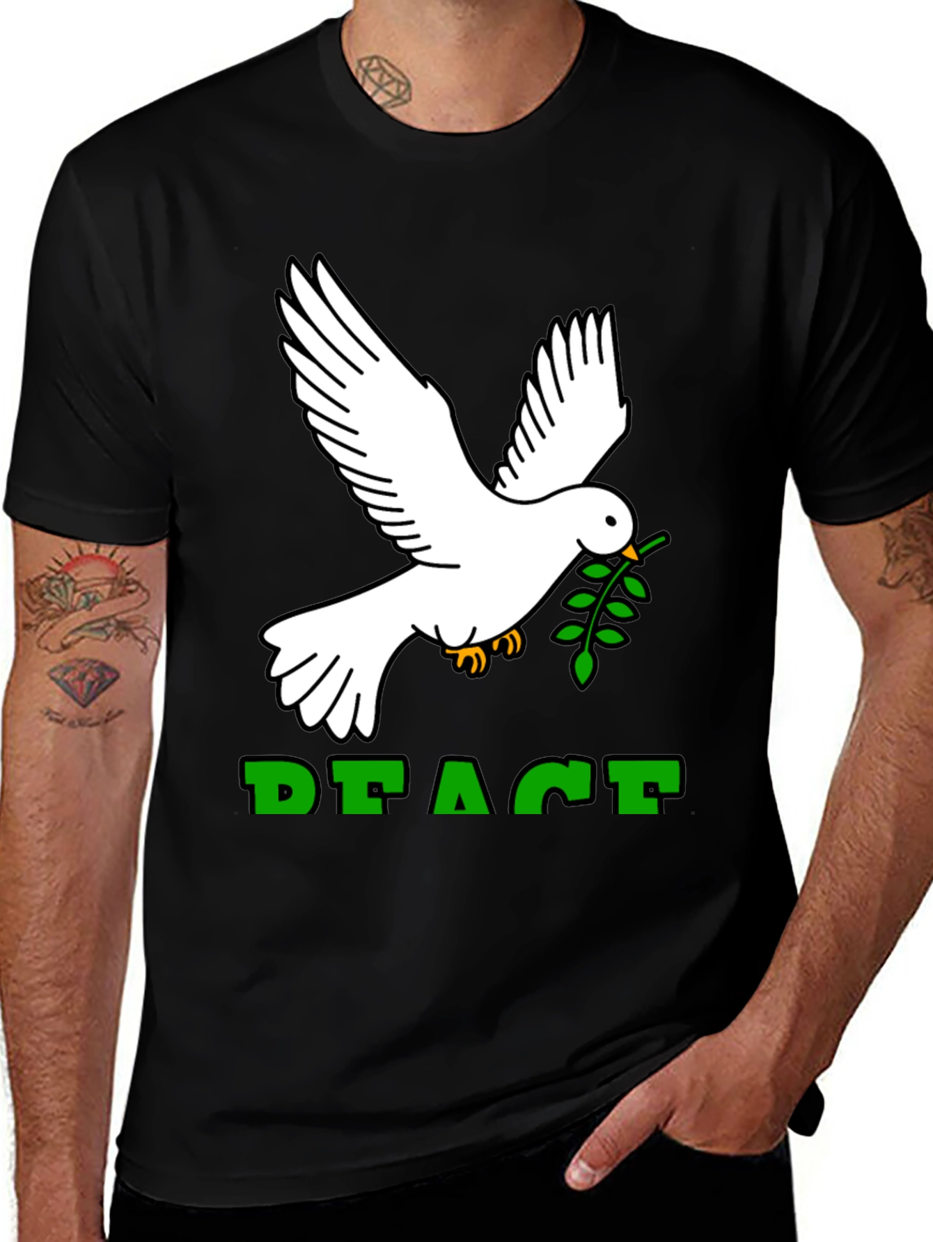 Variant 30 of Peace Dove Graphic T-Shirt - Black