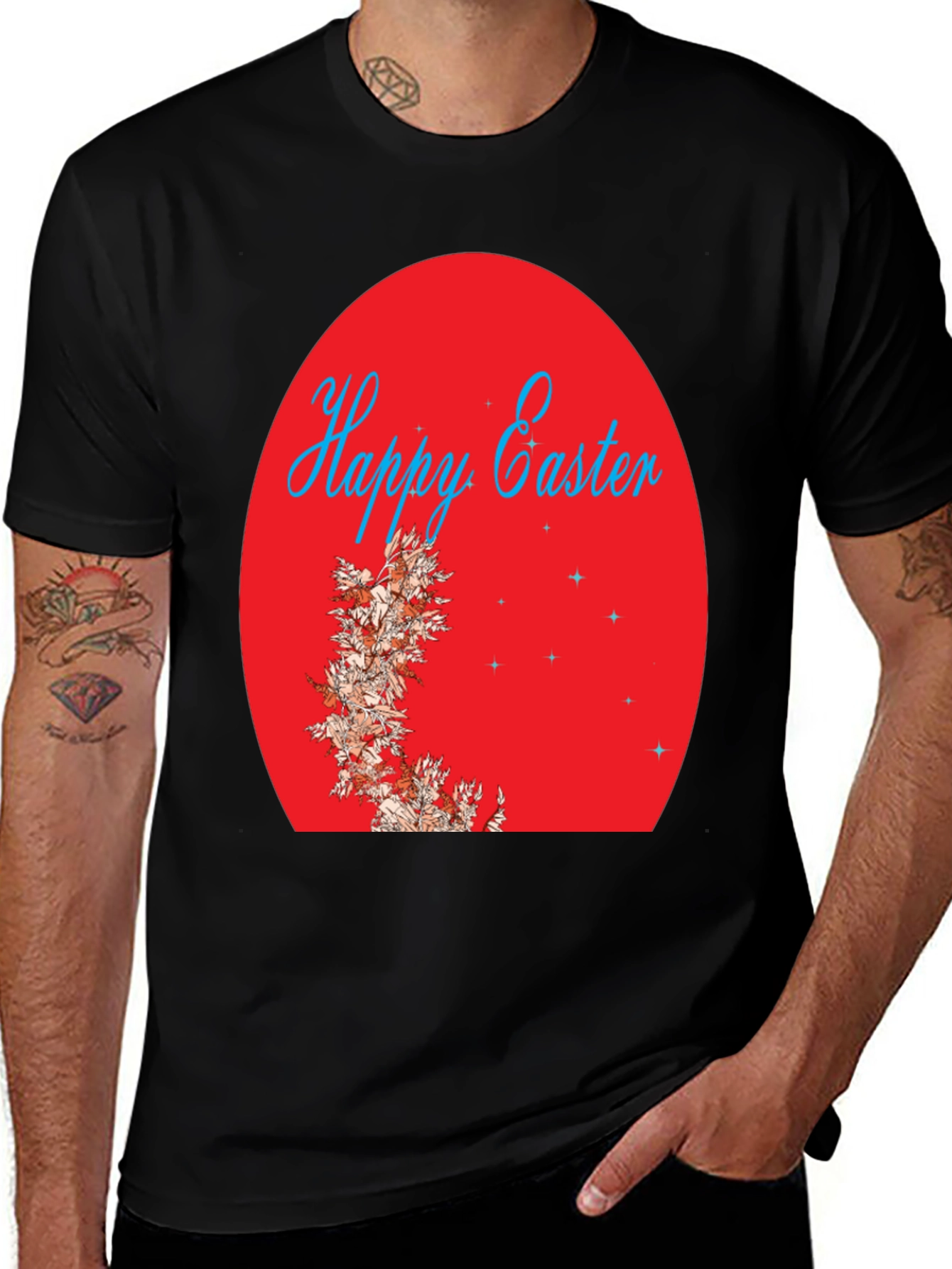 Happy Easter Egg Design Black T-Shirt