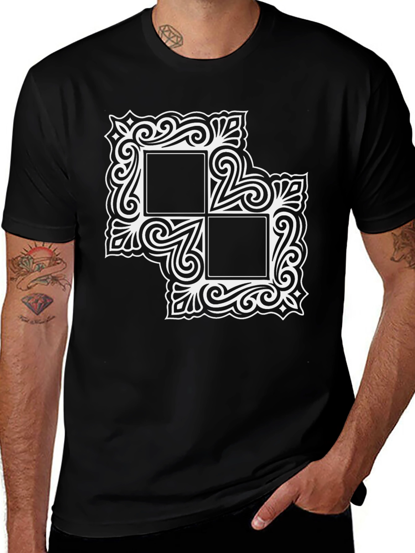 Variant 7 of Abstract Graphic Print Black T-Shirt