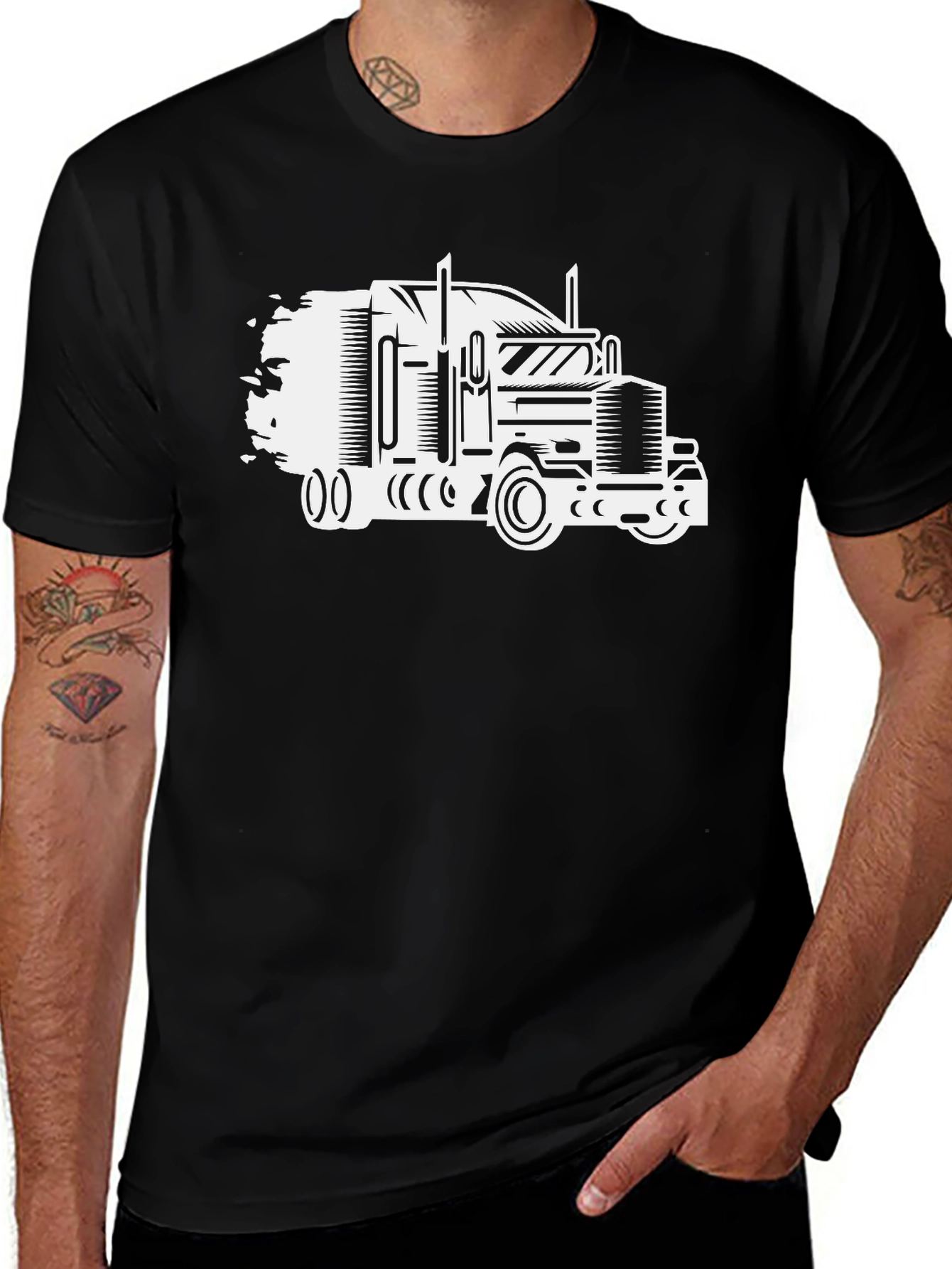 Variant 26 of Trucker Graphic Tee - Black