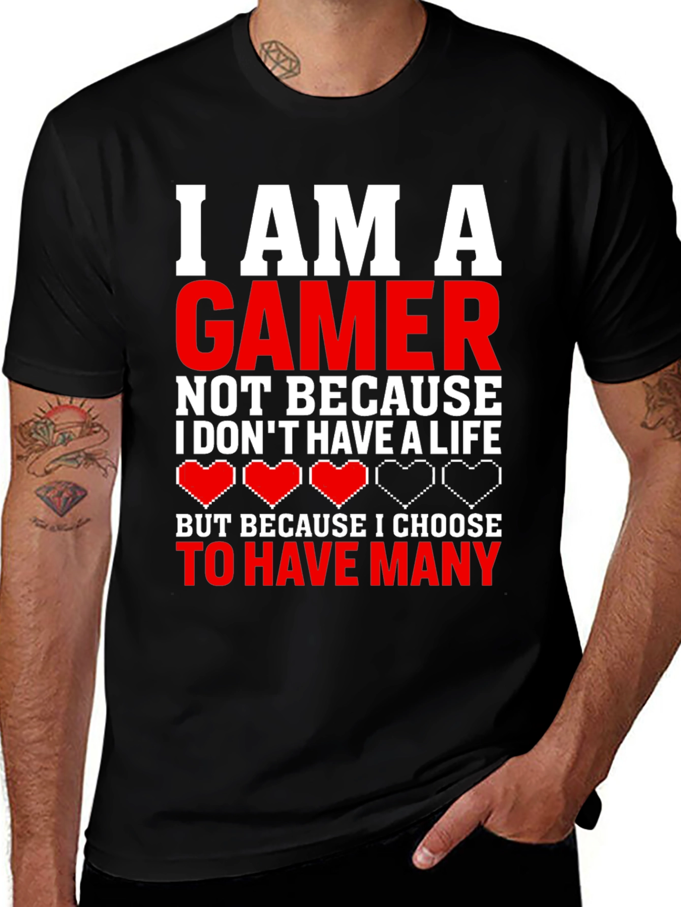 Variant 14 of I am a Gamer T-Shirt - Many Lives Choice
