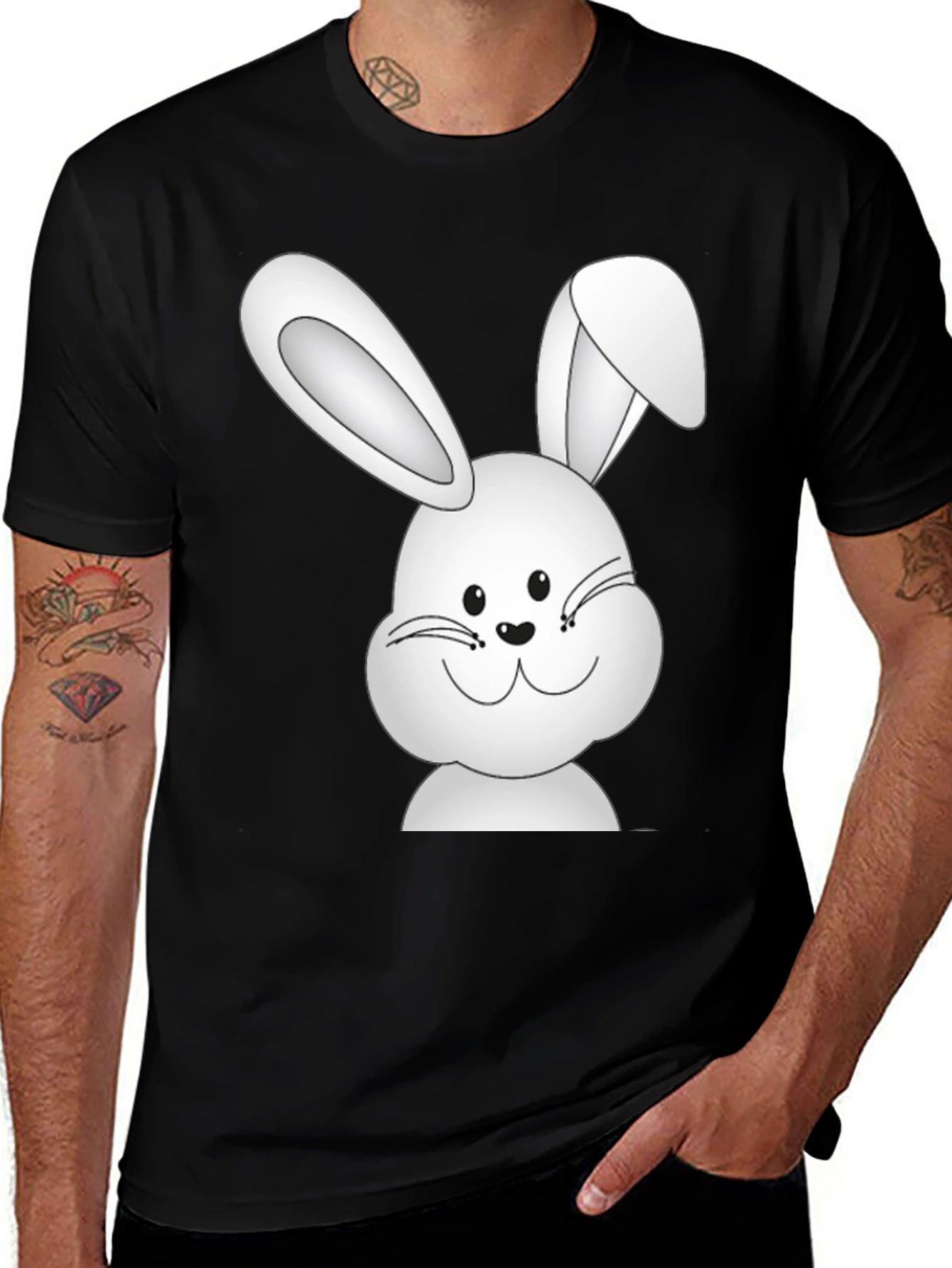 Variant 7 of Black T-Shirt with Cute Bunny Design