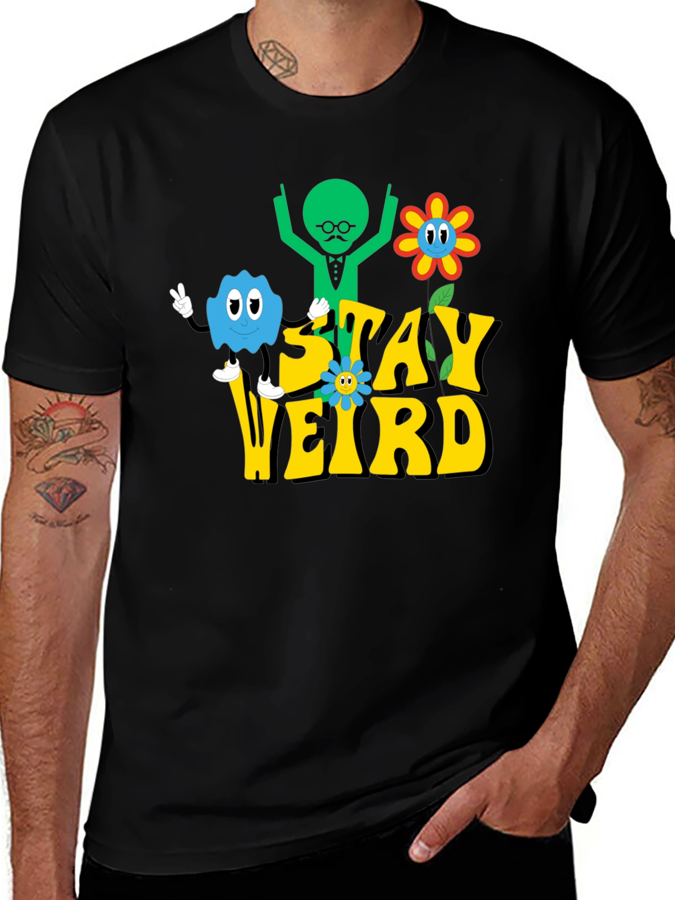 Variant 2 of Stay Weird Graphic Tee - Funky Black T-Shirt