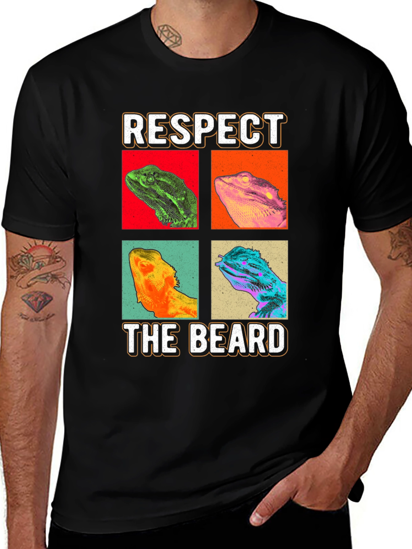 Variant 23 of Respect The Beard T-Shirt - Bearded Dragon