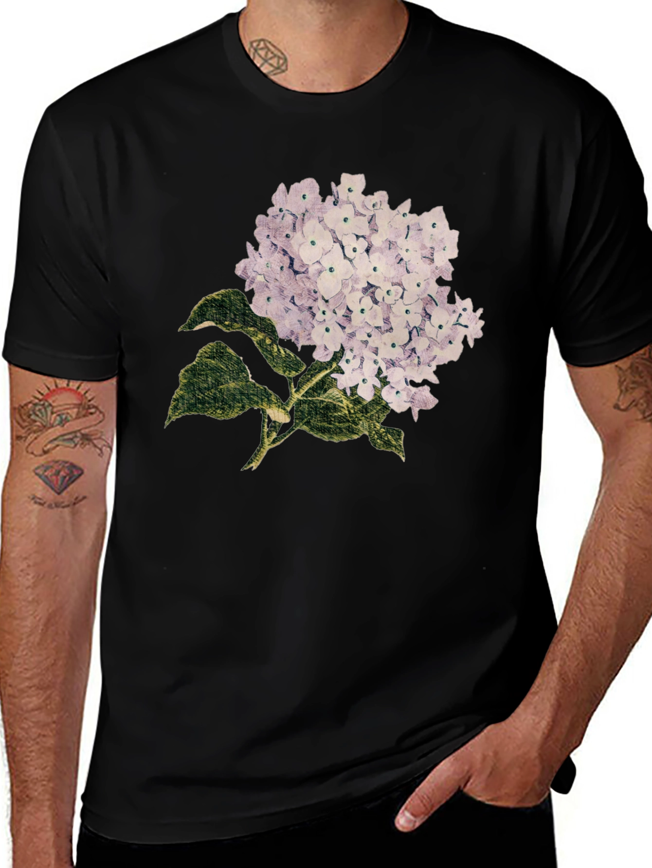 Variant 20 of Floral Hydrangea Graphic Print T-Shirt