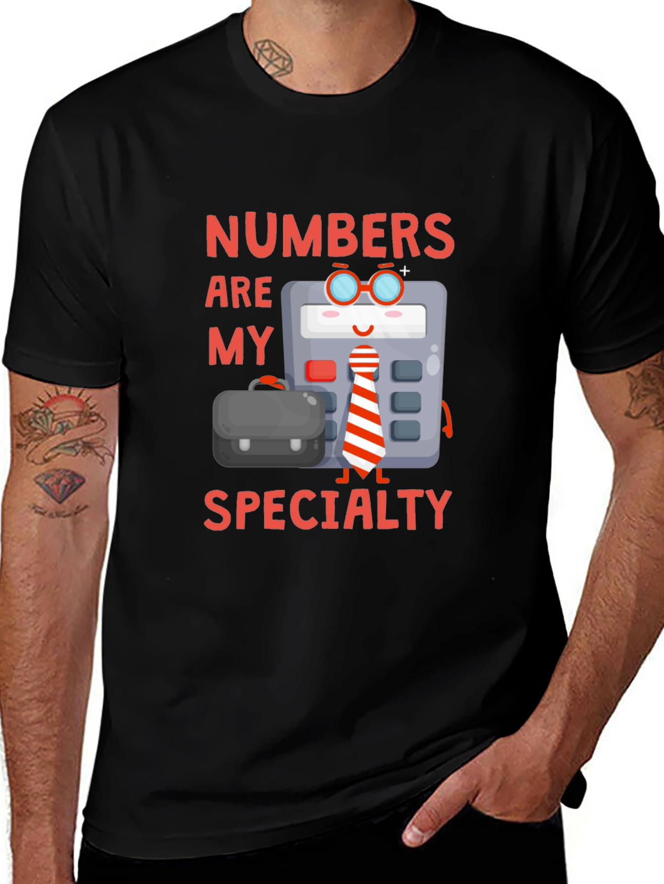 Variant 29 of Numbers Are My Specialty Black Graphic T-Shirt