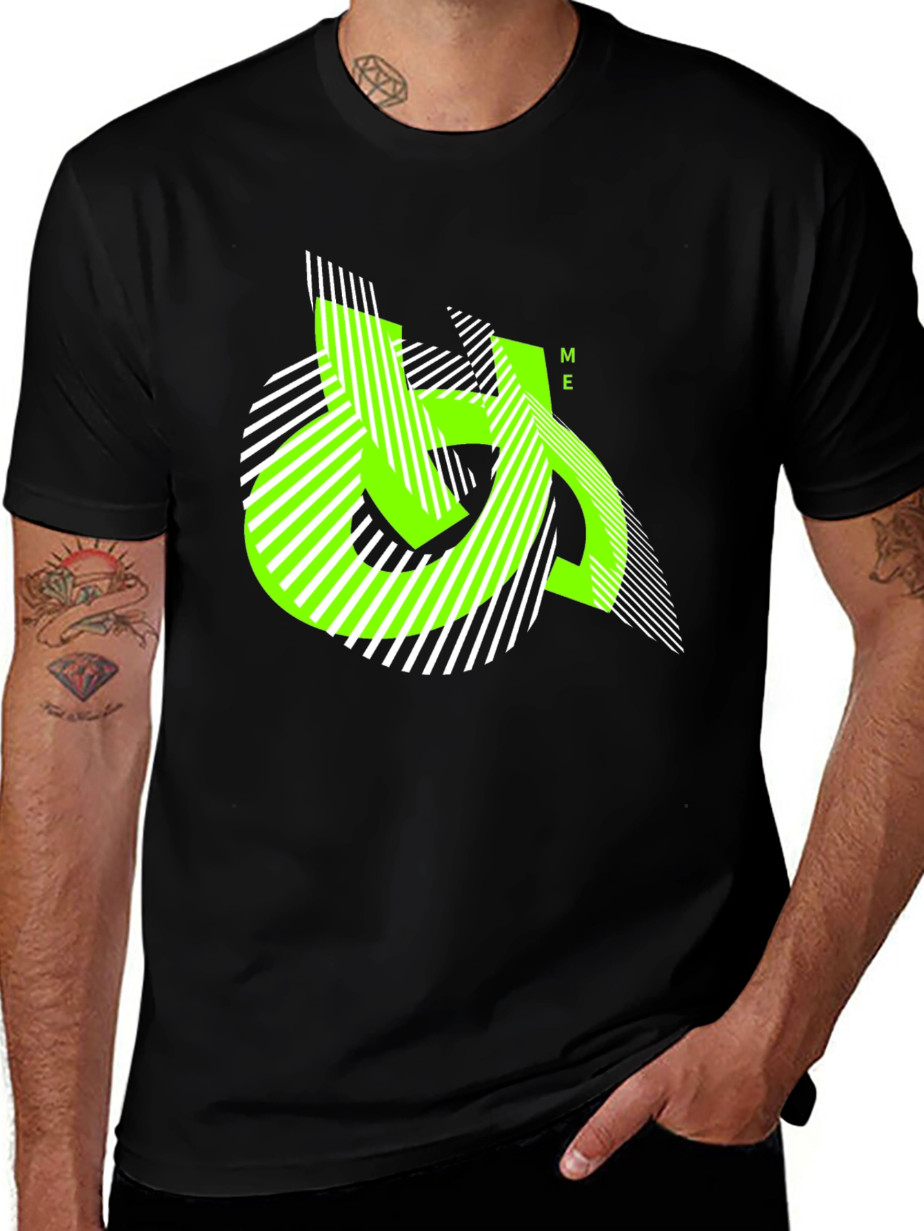 Variant 5 of Urban Edge Tee - Geometric Neon Graphic
