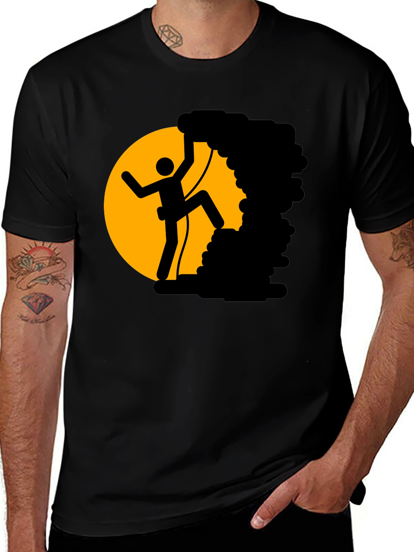 Variant 3 of Climbing Stick Figure T-Shirt - Adventure Tee