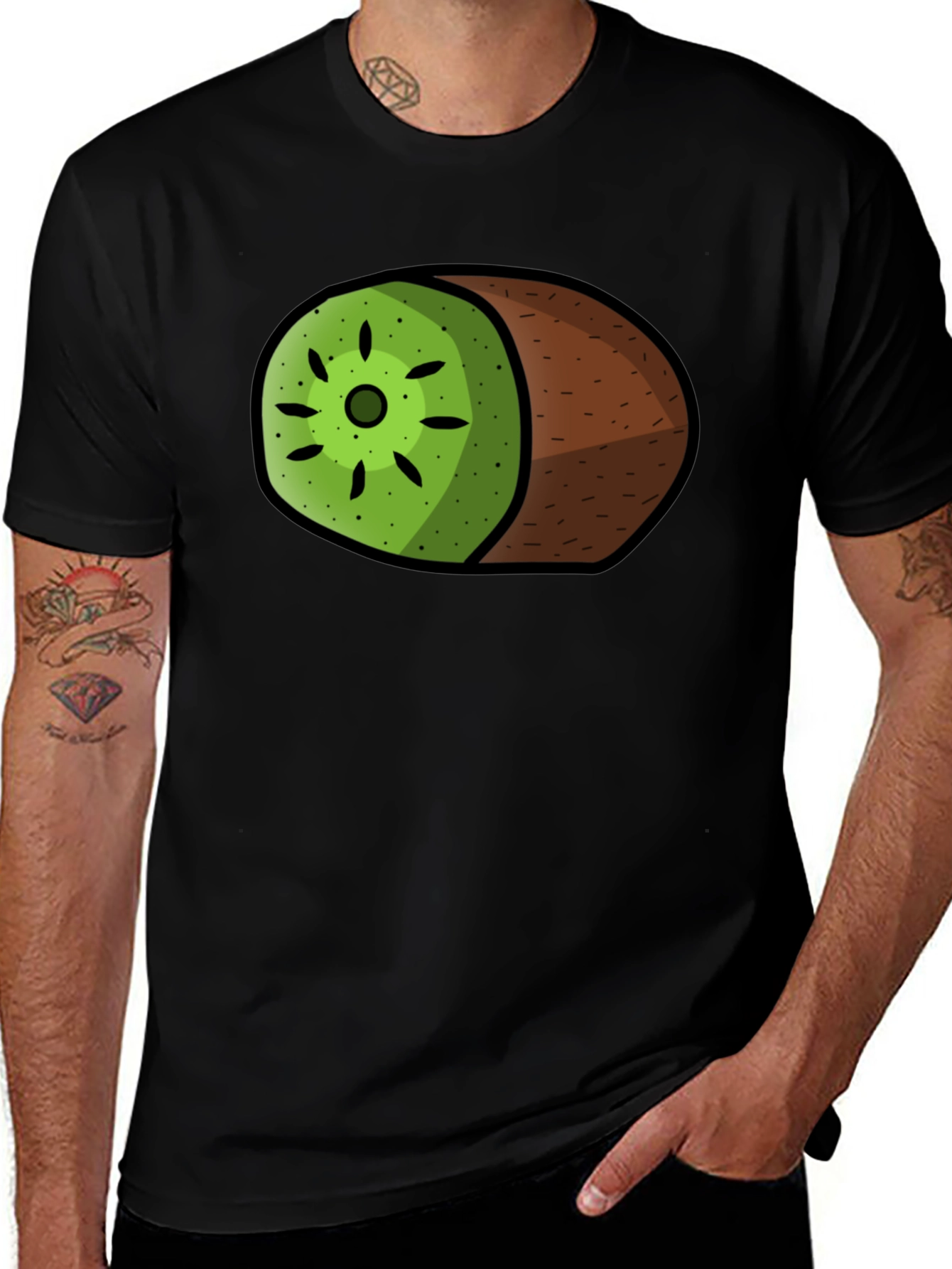 Variant 29 of Kiwi Graphic Print Black T-Shirt