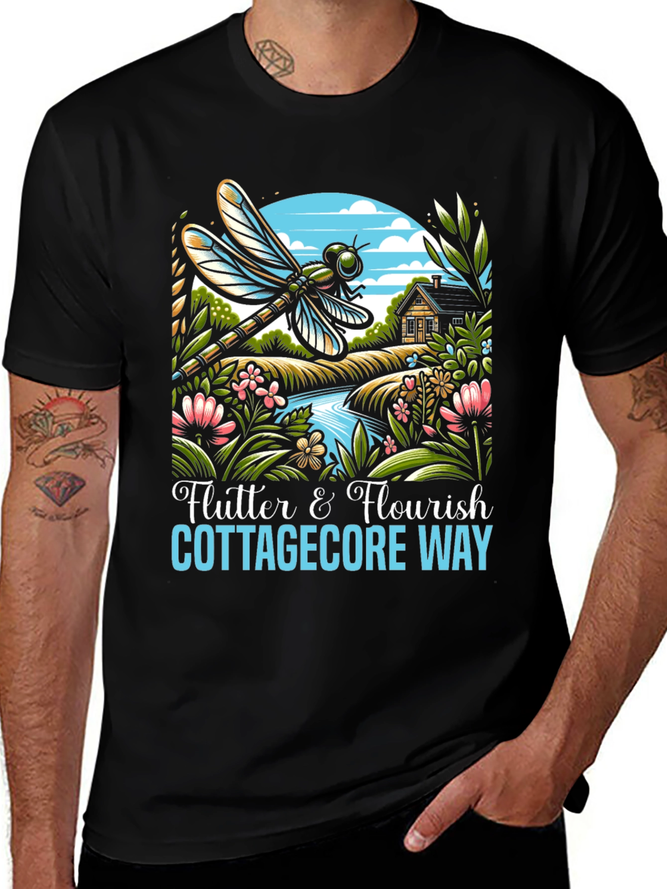 Variant 19 of Cottagecore Dragonfly Graphic T-Shirt
